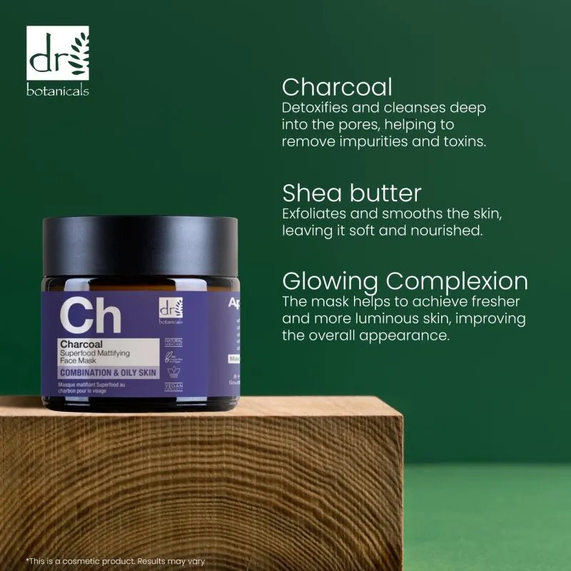 Dr Botanicals Dr Botanicals Charcoal Superfood Mattifying Face Mask 60ml Health & Beauty > Personal Care > Cosmetics > Skin Care > Skin Care Masks & Peels > Natural Face Masks > Dr Botanicals Charcoal Superfood Mattifying Face Mask emmy-jane-boutique.myshopify.com