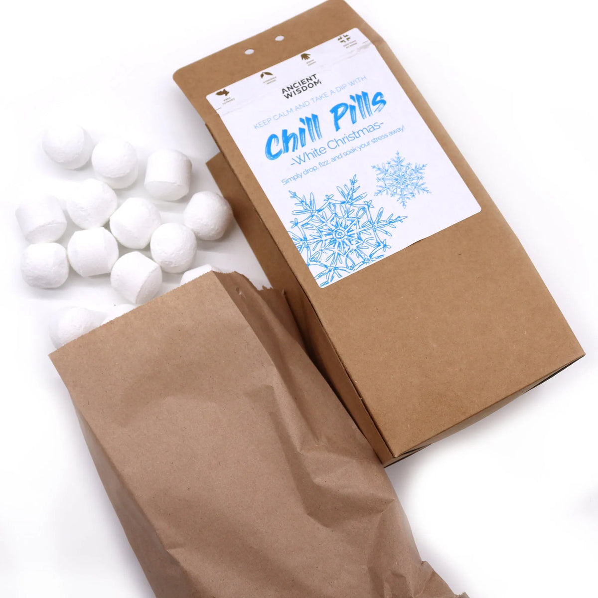 Ancient Wisdom Christmas Bath Bombs - Festive Chill Pills Xmas Gift Health & Beauty > Personal Care > Cosmetics > Bath & Body > Bath Additives > Bath Bombs > Mini Bath Bombs with Essential Oils > Aromatherapy Bath Bomb Gift > Chill Pill Chistmas Bath and Body Gift Set emmy-jane-boutique.myshopify.com