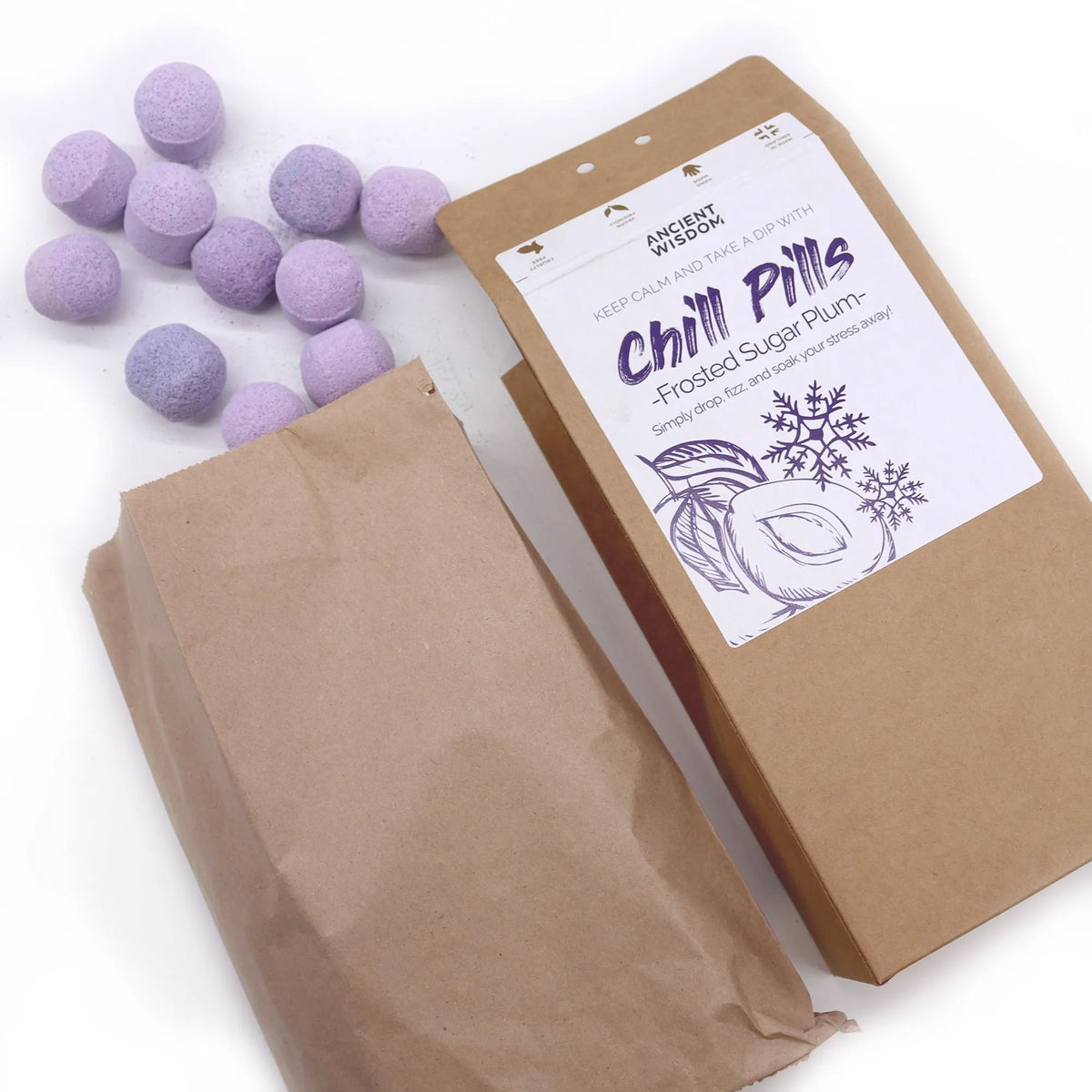 Ancient Wisdom Christmas Bath Bombs - Festive Chill Pills Xmas Gift Health & Beauty > Personal Care > Cosmetics > Bath & Body > Bath Additives > Bath Bombs > Mini Bath Bombs with Essential Oils > Aromatherapy Bath Bomb Gift > Chill Pill Chistmas Bath and Body Gift Set emmy-jane-boutique.myshopify.com