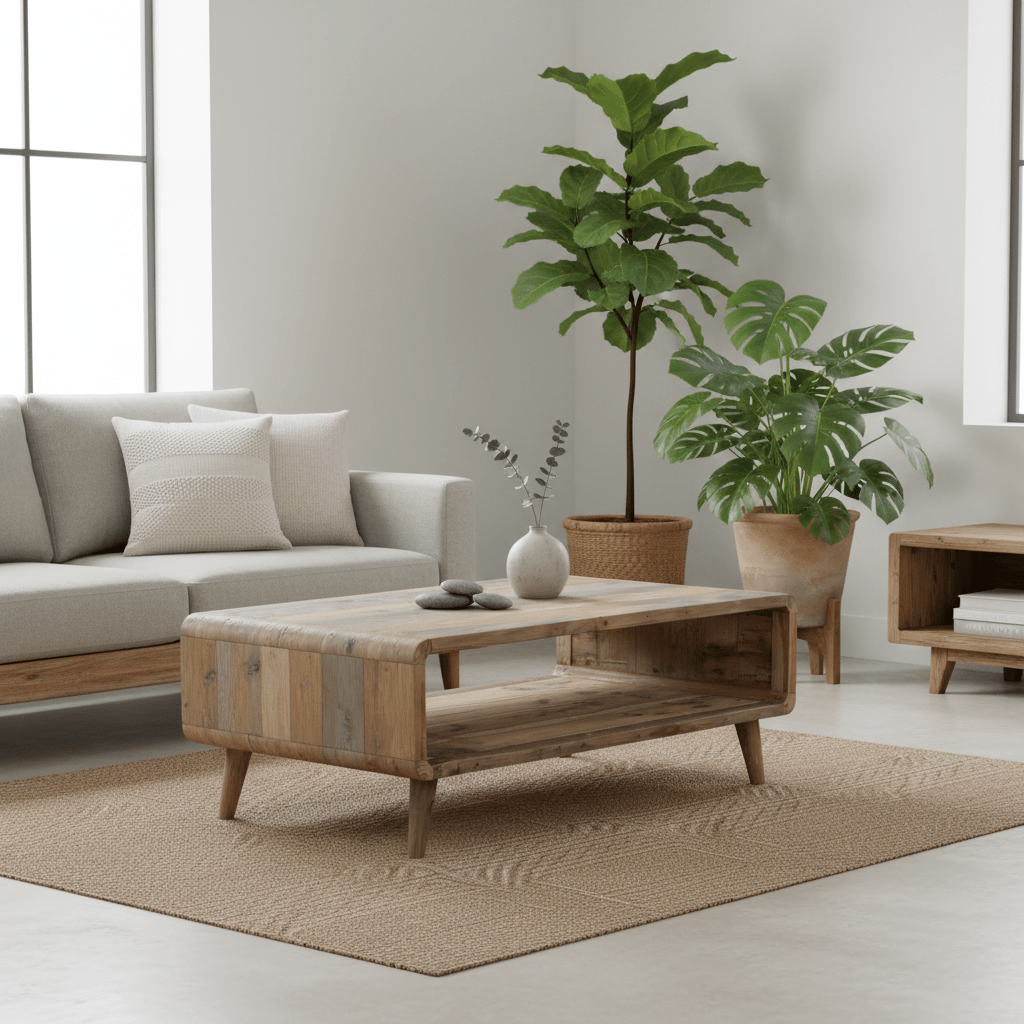 Recycled Large Wooden Coffee Table Handmade From Indonesian Fishing Boats