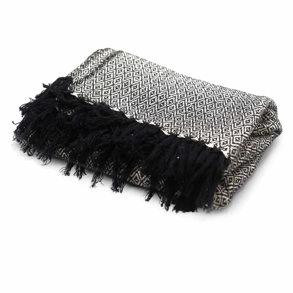AW Artisan Handmade Cotton Throws - Geometric Designs - 6 Colours Home & Garden > Linens & Bedding > Bedding > Blankets > Handmade Cotton Throws emmy-jane-boutique.myshopify.com