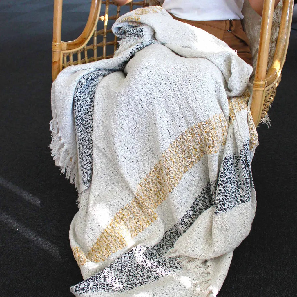 AW Artisan Handmade Cotton Throws - Geometric Designs - 6 Colours Home & Garden > Linens & Bedding > Bedding > Blankets > Handmade Cotton Throws emmy-jane-boutique.myshopify.com