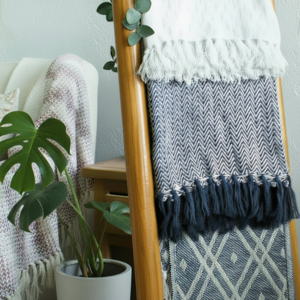 AW Artisan Handmade Cotton Throws - Geometric Designs - 6 Colours Home & Garden > Linens & Bedding > Bedding > Blankets > Handmade Cotton Throws emmy-jane-boutique.myshopify.com