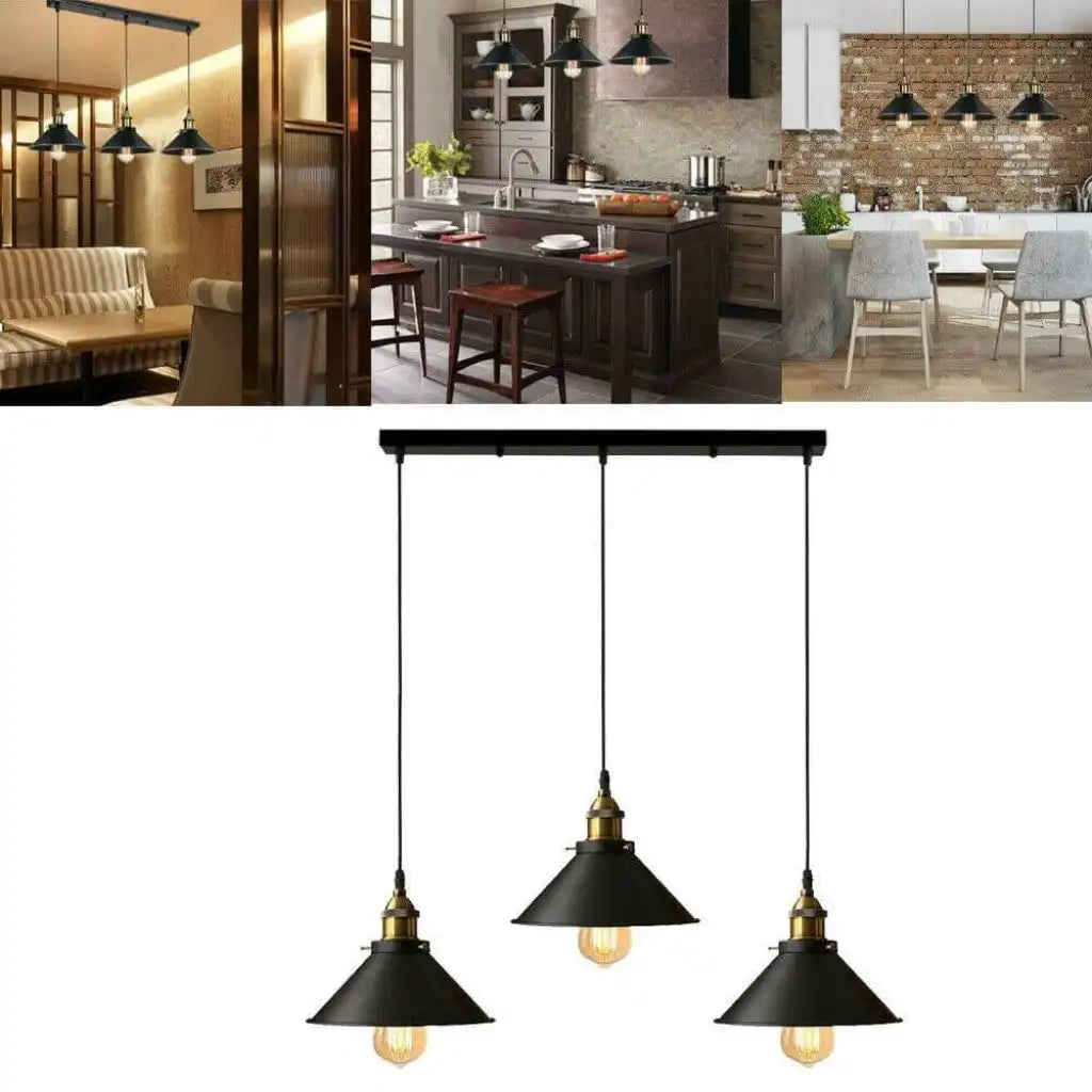 LEDSone Industrial Pendant Light with 3 Heads Cone Style Chandelier Home & Garden > Lighting > Lighting Fixtures > Ceiling Light Fixtures > Ceiling Lights > Metal Ceiling Lights > Pendant Lights emmy-jane-boutique.myshopify.com