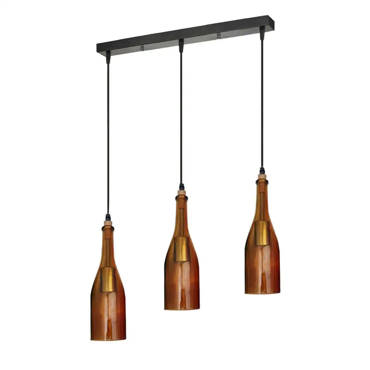 LEDSone Industrial Wine Bottle Cluster Pendant Light - 3 Glass Lampshade Home & Garden > Lighting > Lighting Fixtures > Ceiling Light Fixtures > Ceiling Lights > Pendant Lights > Glass Bottle Lights emmy-jane-boutique.myshopify.com
