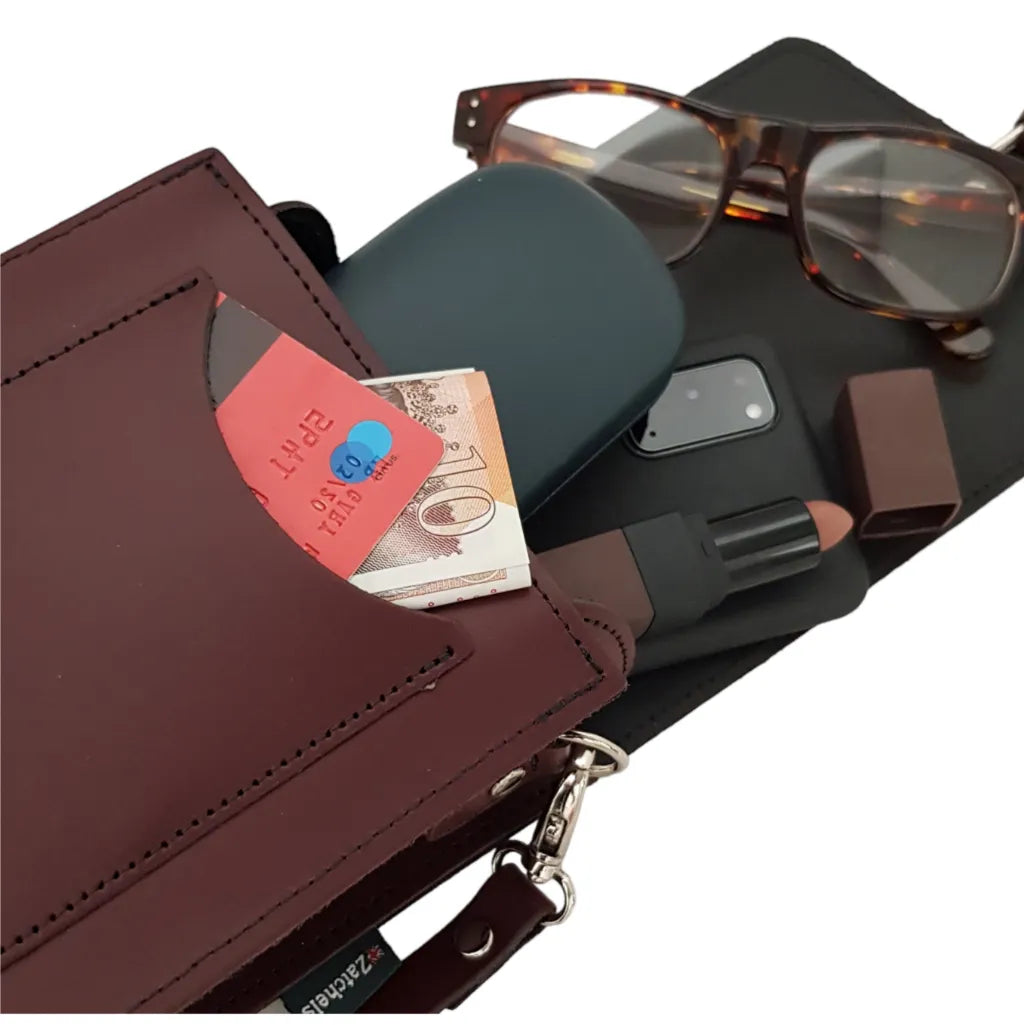 Zatchels Handmade Leather Festival Phone Bag - Black Phone Pouch Clothing & Accessories > Handbags, Wallets & Cases > Handbags > Handmade Handbags > Leather Handbags > Festival Bags > Handmade Leather Festival Phone Bag > Black Leather Phone Bags emmy-jane-boutique.myshopify.com