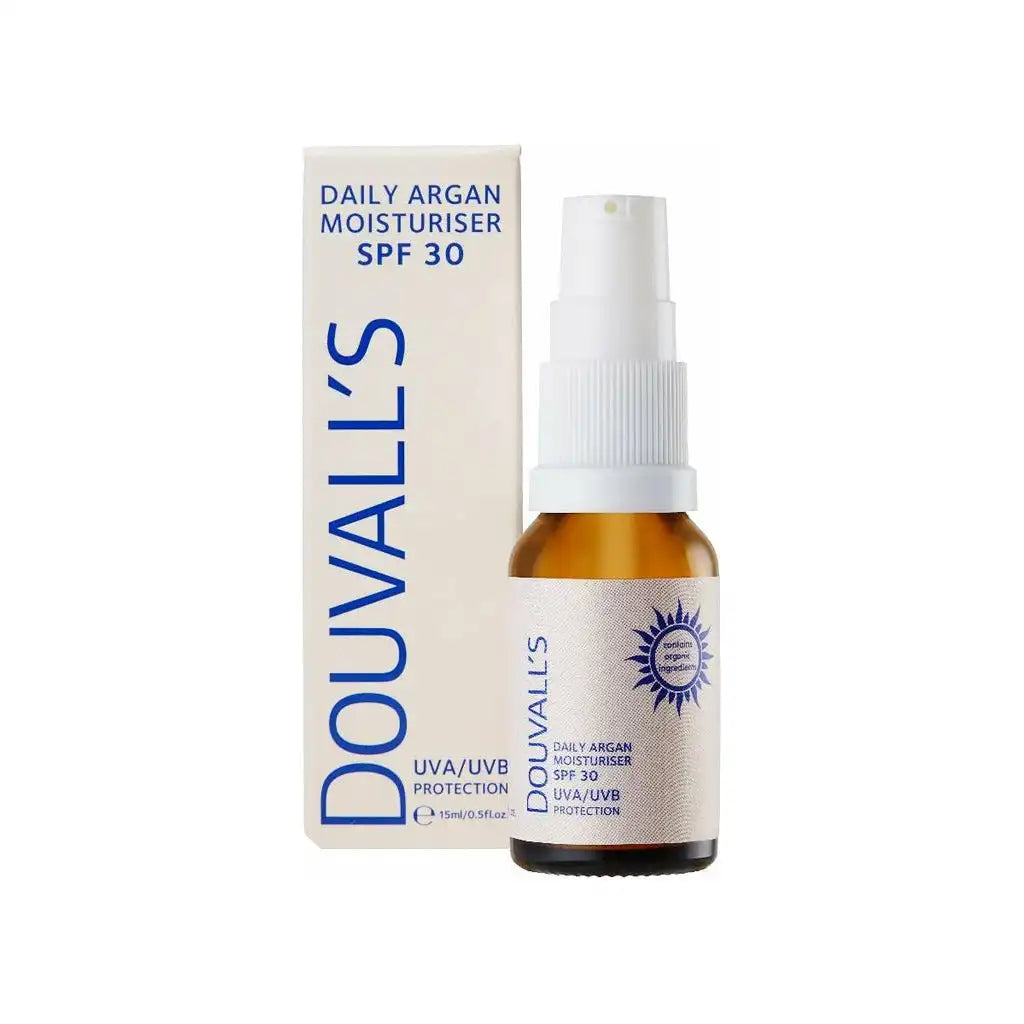 Douvalls Beauty Argan Daily Organic Moisturiser SPF30 UVA/UVB Protection 15ml Health & Beauty > Personal Care > Cosmetics > Skin Care > Lotion & Moisturize > Organic Moisturisers > Cruelty-free moisturisers > Natural Moisturiser > Organic Argan Moisturiser > First Cold Pressed Argan Oil > Vegan Moisturiser emmy-jane-boutique.myshopify.com