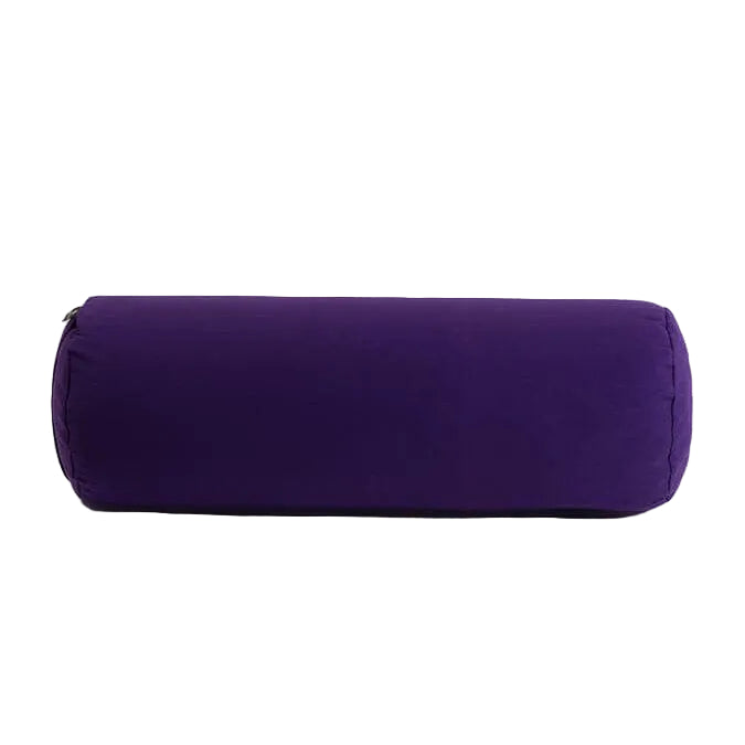 Purple yoga bolster on a white background