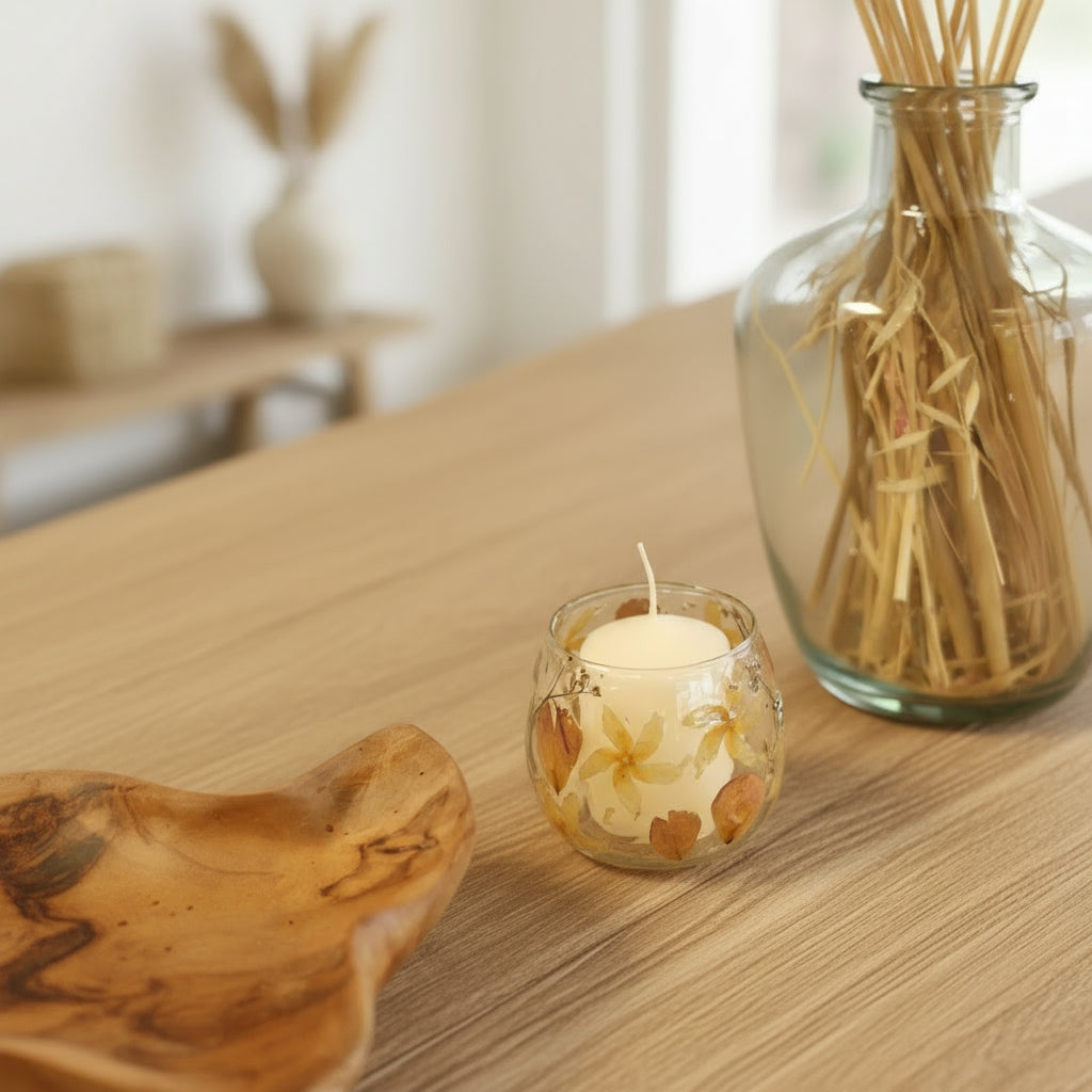 floral glass tea light holders