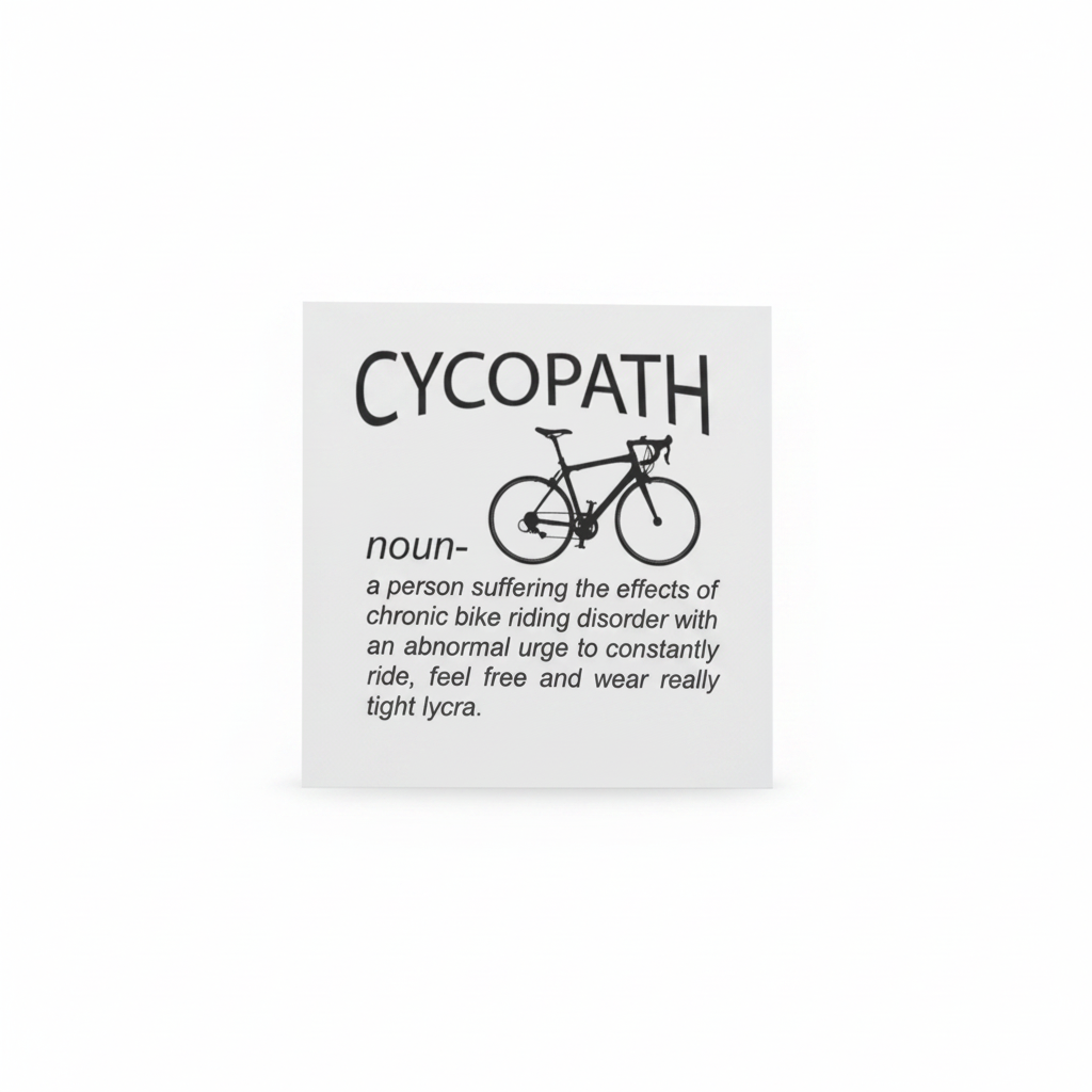Greeting card for cyclists, black and white card on a clean white background