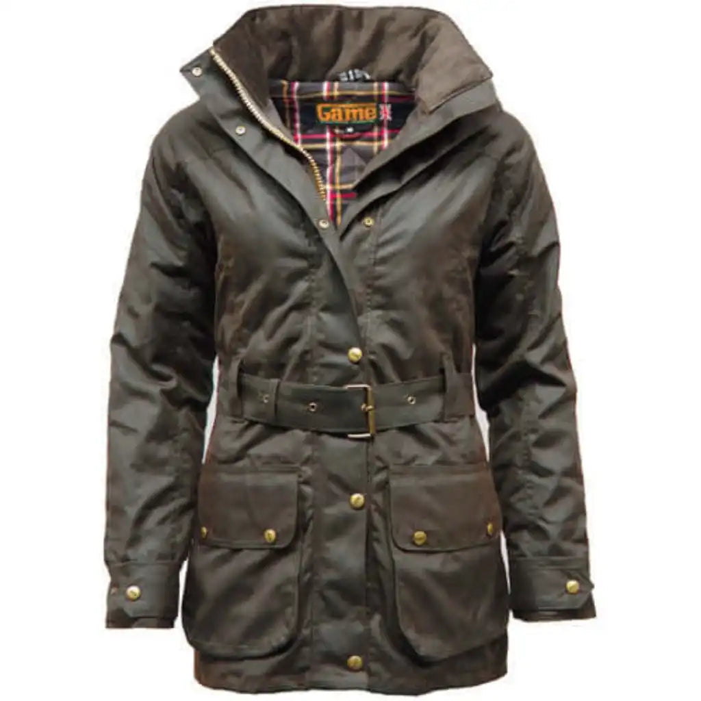 Game Antique Waxed Jacket - Game Cantrell Padded Apparel & Accessories > Clothing > Outerwear > Coats & Jackets > Quilted Wax Jacket > Game Wax Jacket > Womens Waxed Cotton Coat emmy-jane-boutique.myshopify.com