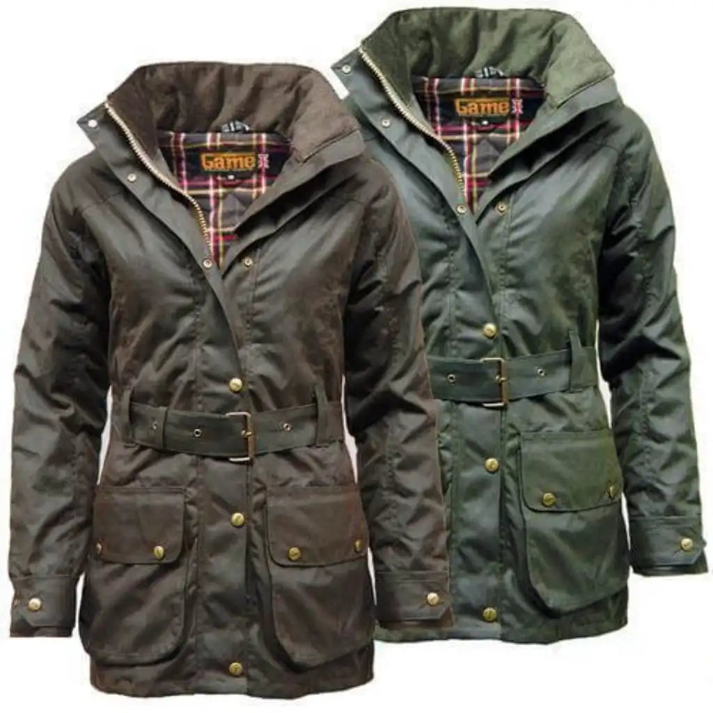 Game Antique Waxed Jacket - Game Cantrell Padded Apparel & Accessories > Clothing > Outerwear > Coats & Jackets > Quilted Wax Jacket > Game Wax Jacket > Womens Waxed Cotton Coat emmy-jane-boutique.myshopify.com