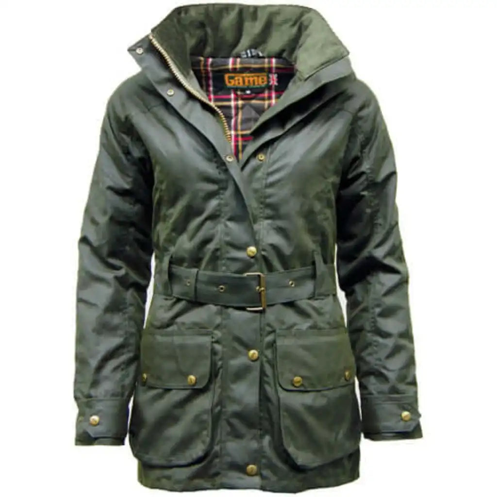 Game Antique Waxed Jacket - Game Cantrell Padded Apparel & Accessories > Clothing > Outerwear > Coats & Jackets > Quilted Wax Jacket > Game Wax Jacket > Womens Waxed Cotton Coat emmy-jane-boutique.myshopify.com