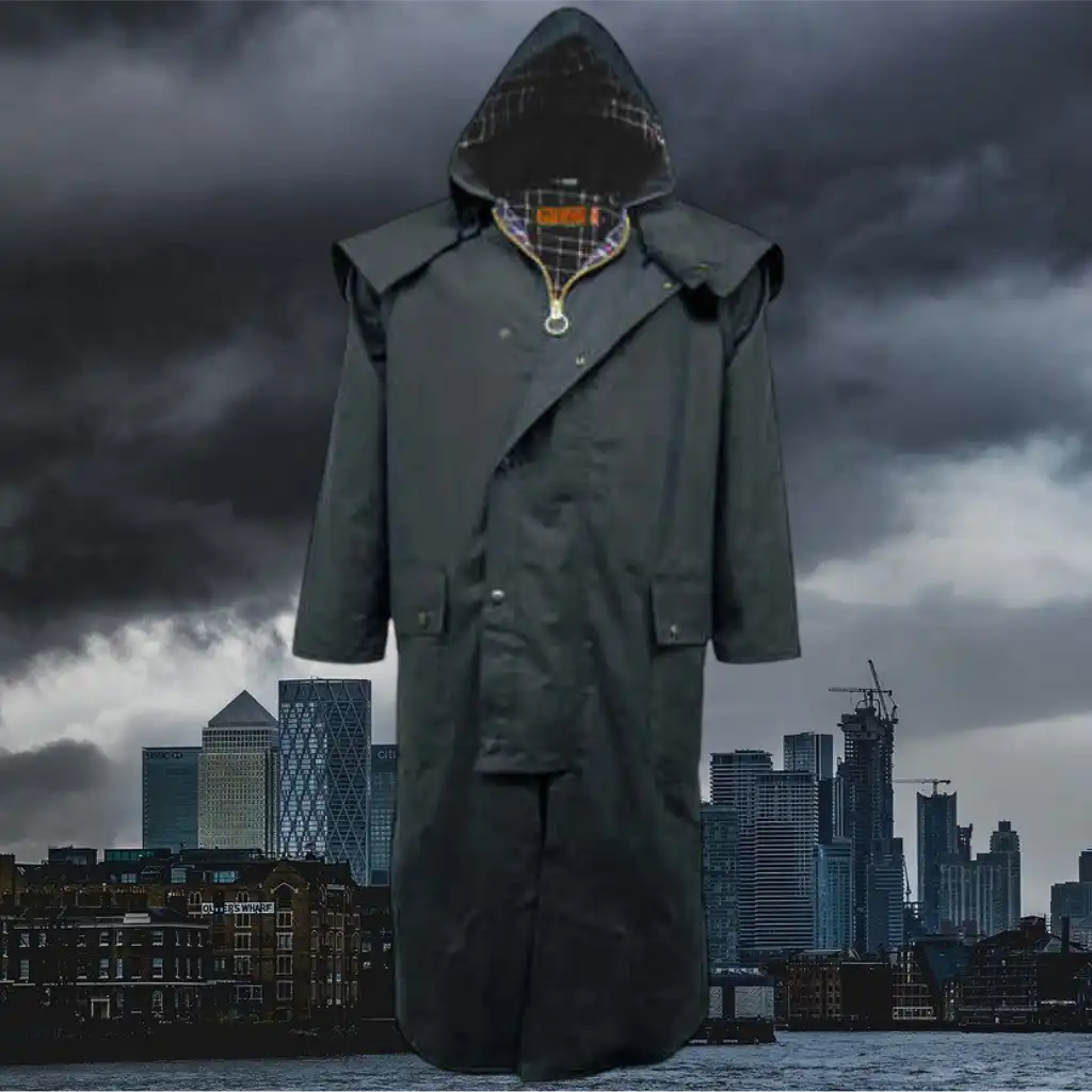 Game Long Wax Cape Coat - Game Waxed Stockman Jacket Apparel & Accessories > Clothing > Outerwear > Coats & Jackets > Long Cape Coat > Game Wax Stockman Jacket emmy-jane-boutique.myshopify.com