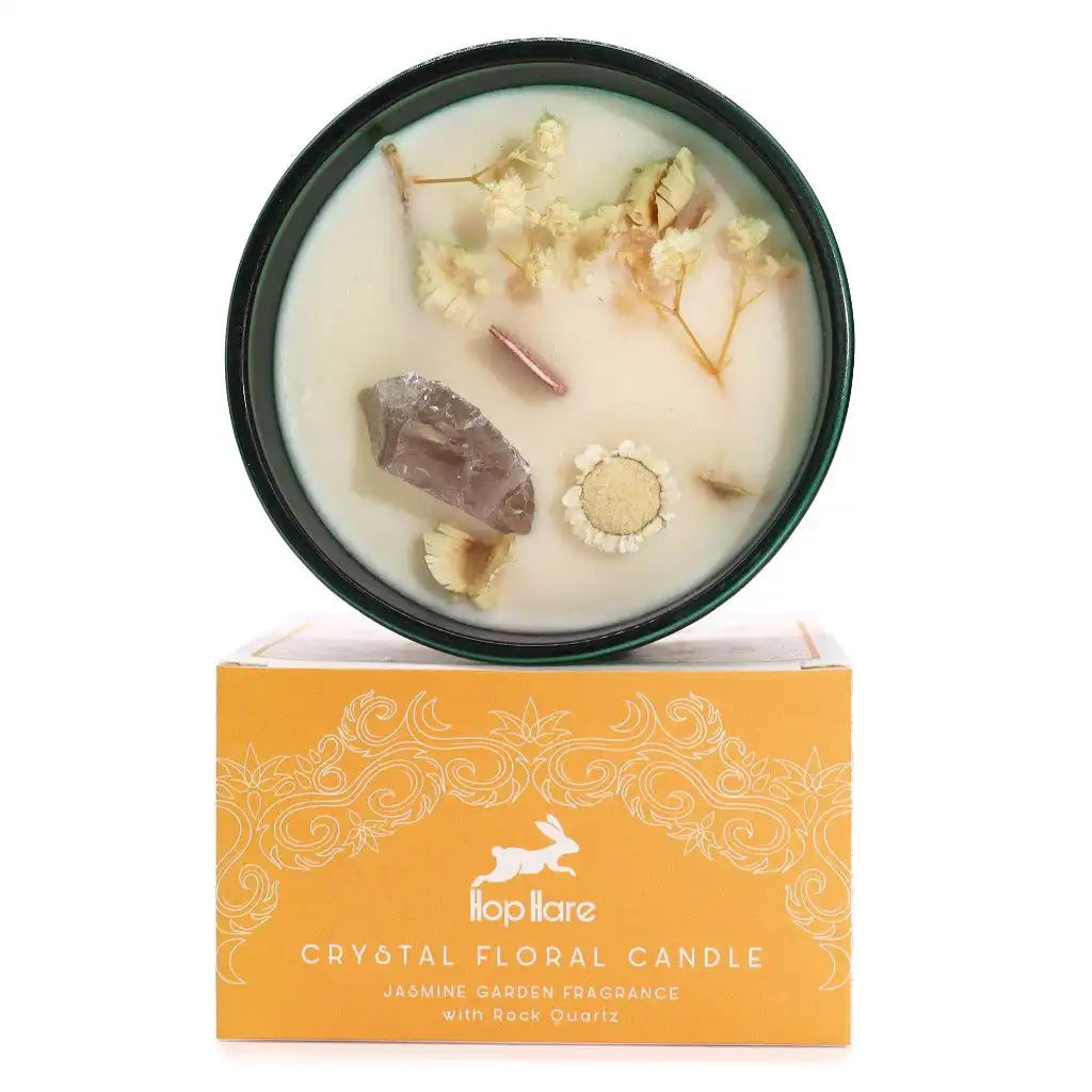 Hop Hare Crystal Magic Flower Candles - Hop Hare Botanical Gemstone Soy Wax Candles Home & Garden > Decor > Home Fragrances > Candles > Gemstone Candles > Crystal Candles > Tarot Candles > Scented Soy Wax Jar Candles Infused With Gemstones and botanicals emmy-jane-boutique.myshopify.com