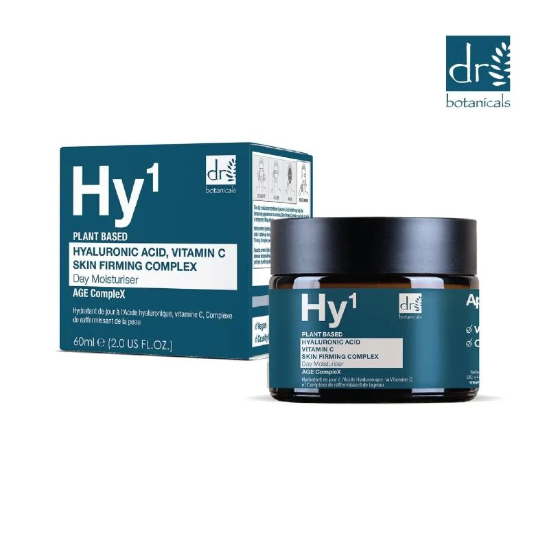 Dr Botanicals Hy1 skincare product with packaging on a white background