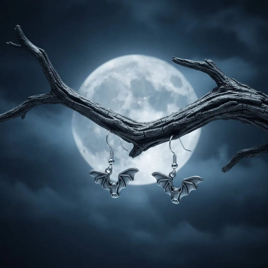 Ears by Emily Silver bat halloween earrings Clothing & Accessories > Jewellery & Watches > Earrings > Womens Earrings > Drop Earrings > Womens Drop Earrings > Halloween Earings > Bat Earings emmy-jane-boutique.myshopify.com