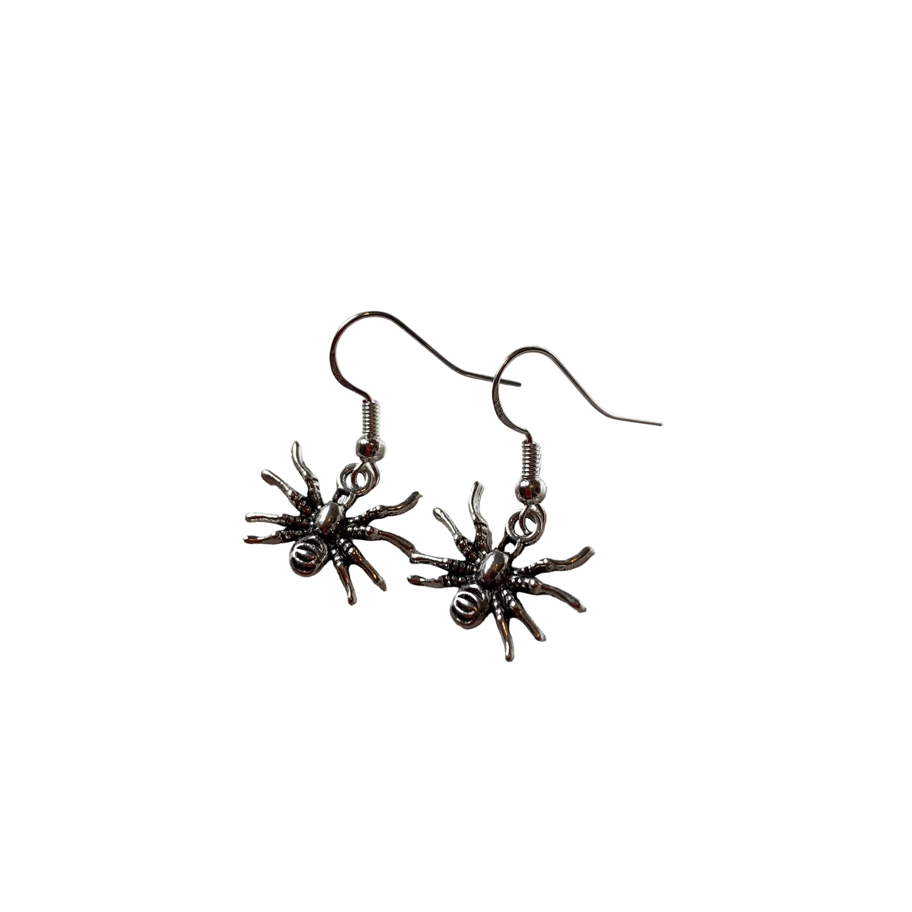 Ears by Emily Shop Spider Earrings - Silver spider halloween earrings Clothing & Accessories > Jewellery & Watches > Earrings > Womens Earrings > Drop Earrings > Womens Drop Earrings > Halloween Earings > Spider Earings emmy-jane-boutique.myshopify.com
