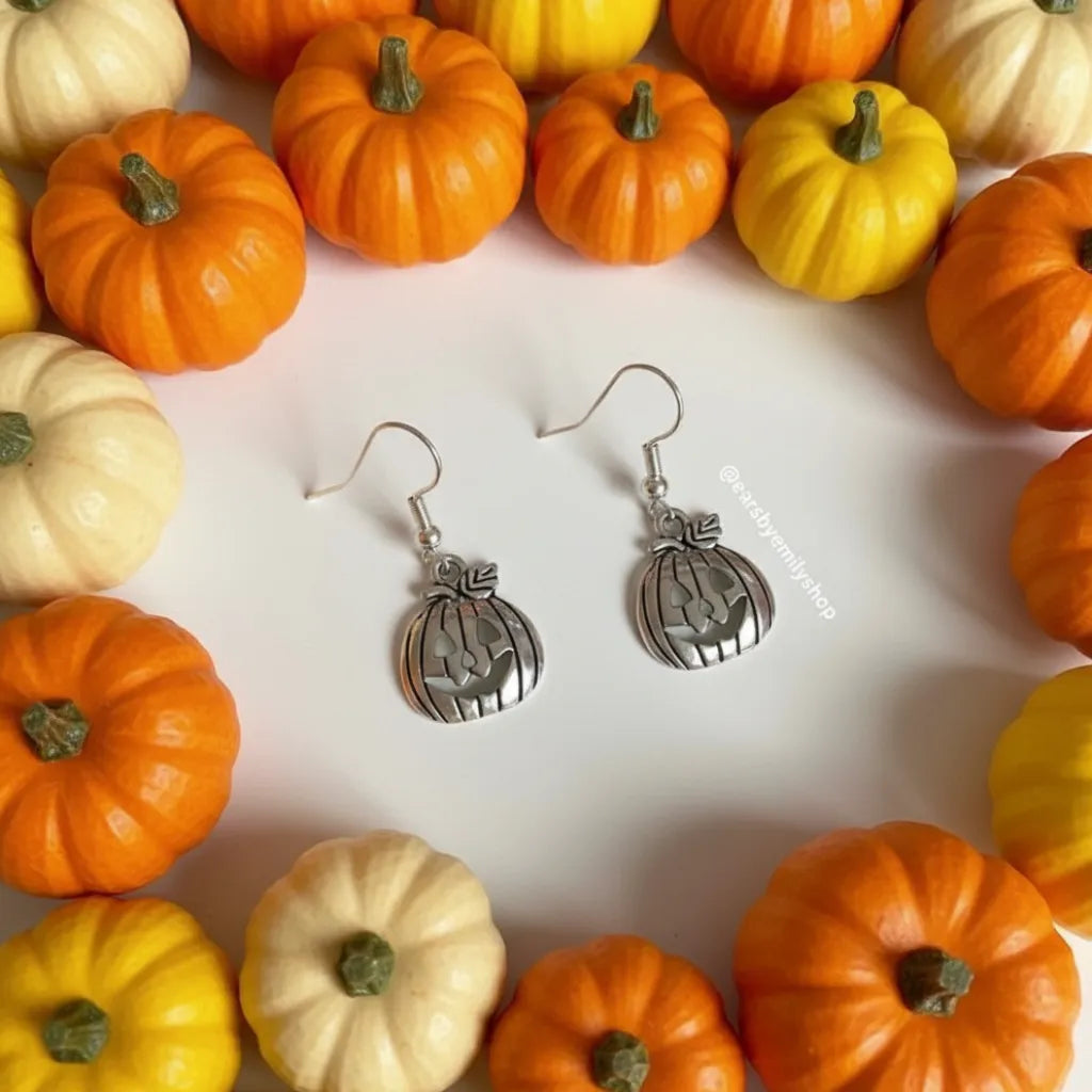 Ears by Emily Silver Halloween pumpkin dangle earrings Clothing & Accessories > Jewellery & Watches > Earrings > Womens Earrings > Drop Earrings > Womens Drop Earrings > Halloween Earings > Pumpkin Earrings emmy-jane-boutique.myshopify.com