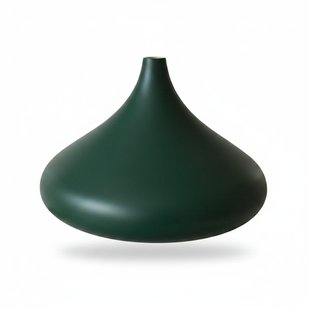 Dark Green Retro Industrial Metal Dome Lampshade on white background