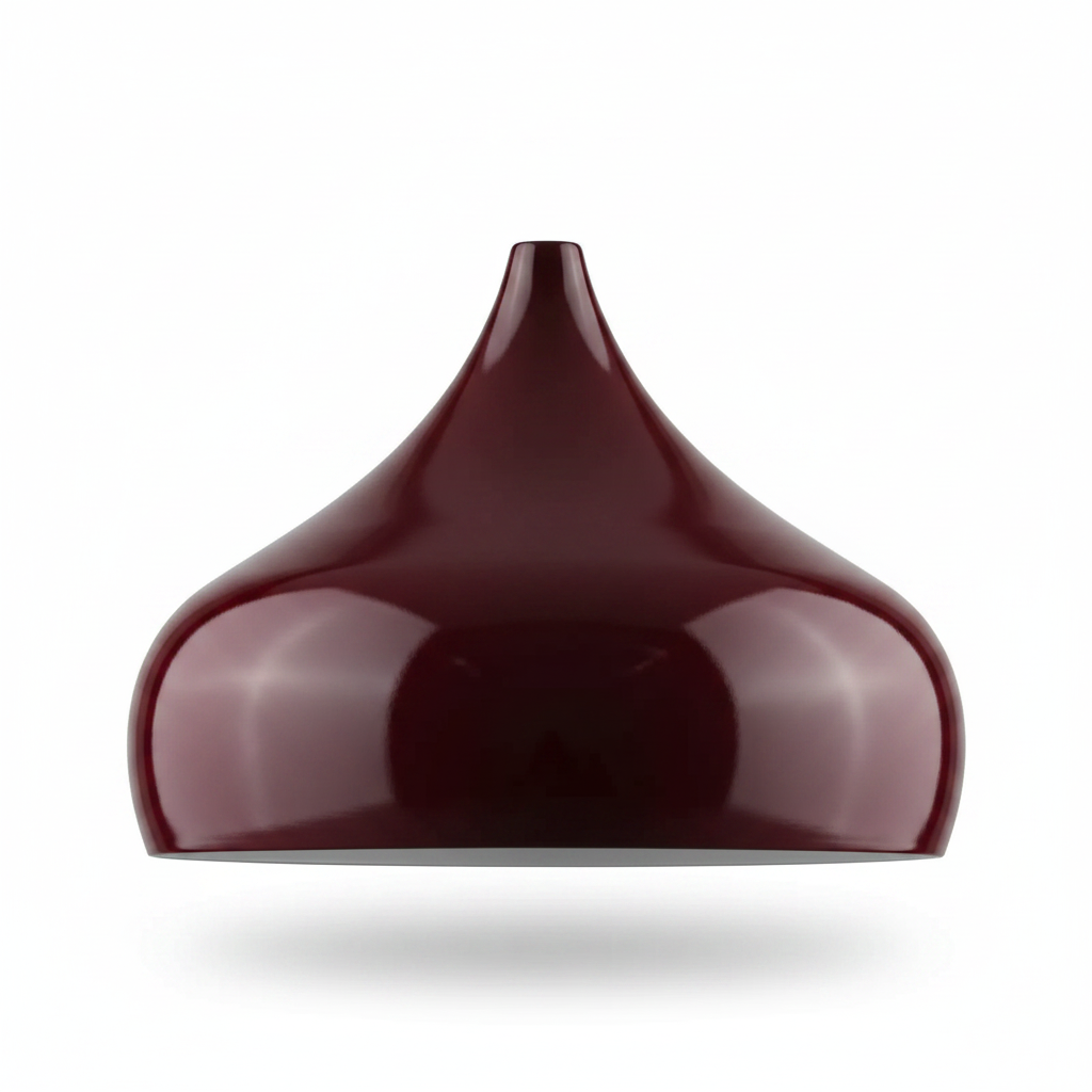 Burgundy Retro Industrial Metal Dome Lampshade on white background