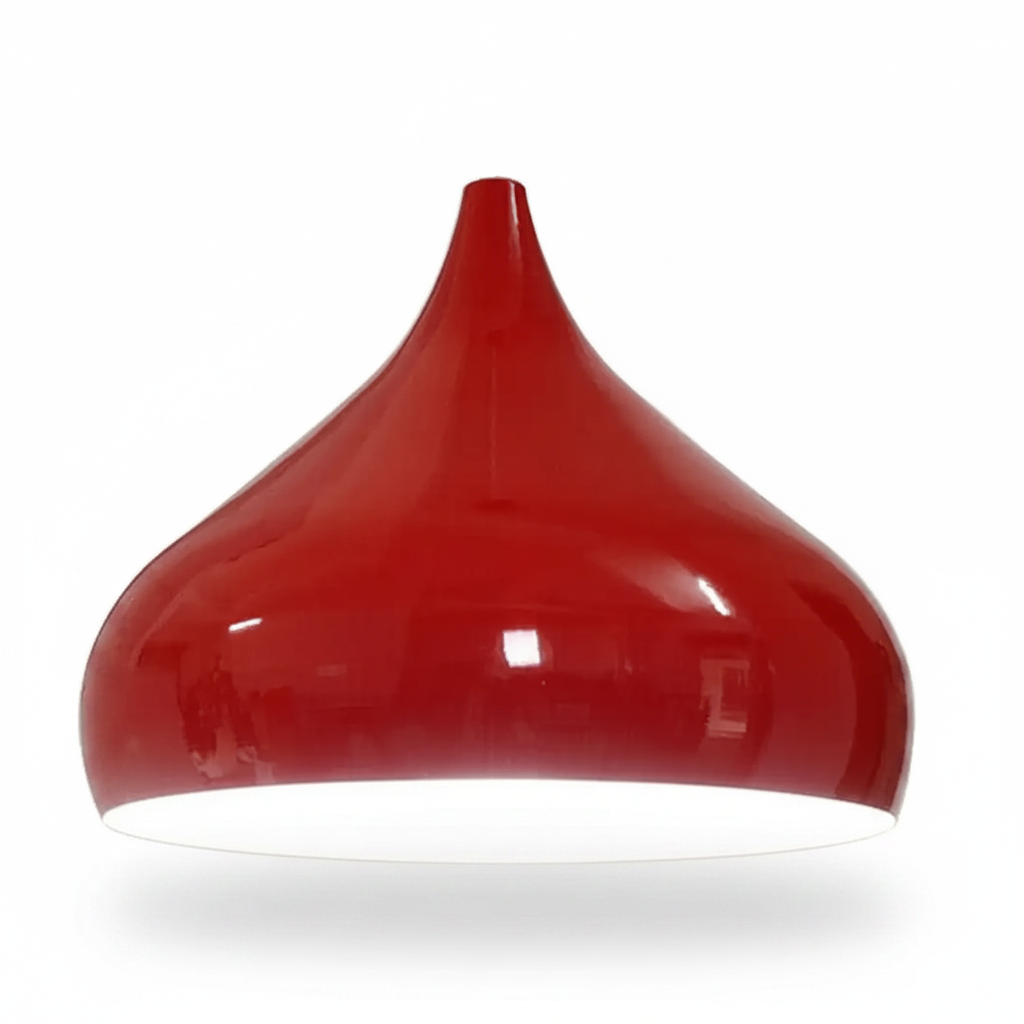 Red Retro Industrial Metal Dome Lampshade on white background