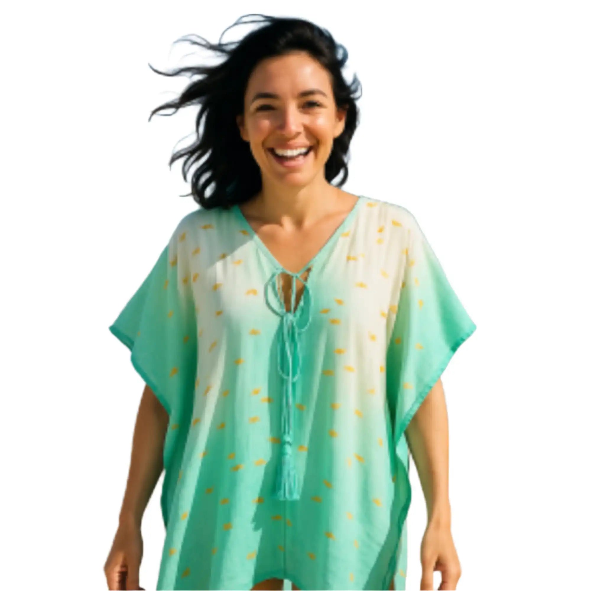 Ancient Wisdom Cotton Kaftan Dress - Handpainted Summer Tops Clothing & Accessories > Clothing > Shirts & Tops > Cotton Kaftans > On the Med Beach Clothing Collection > Handpainted Summer Tops emmy-jane-boutique.myshopify.com