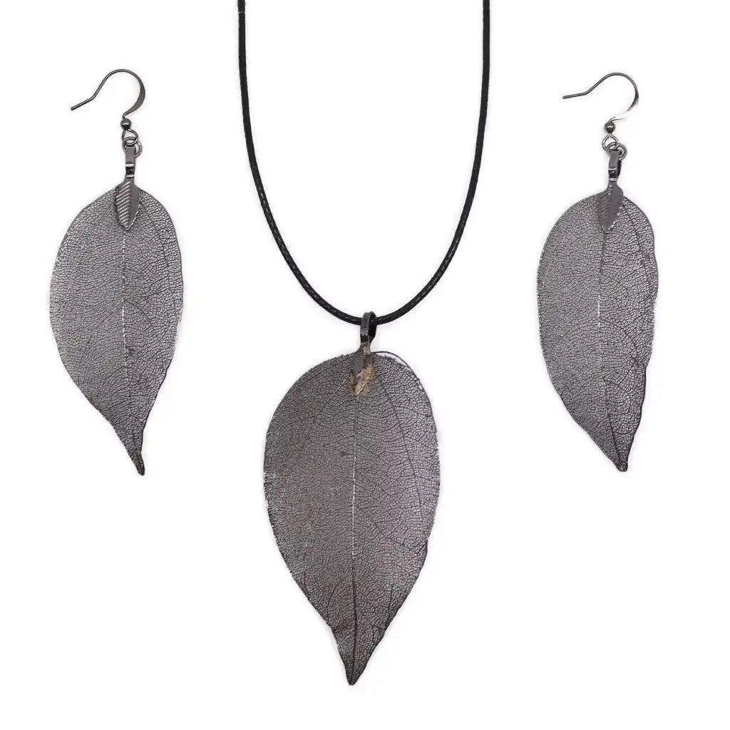 Ancient Wisdom Real Leaf Jewellery Set - Necklace & Earrings - Gold Clothing & Accessories > Jewellery & Watches > Jewellery Sets > Real Leaf Jewellery Sets emmy-jane-boutique.myshopify.com