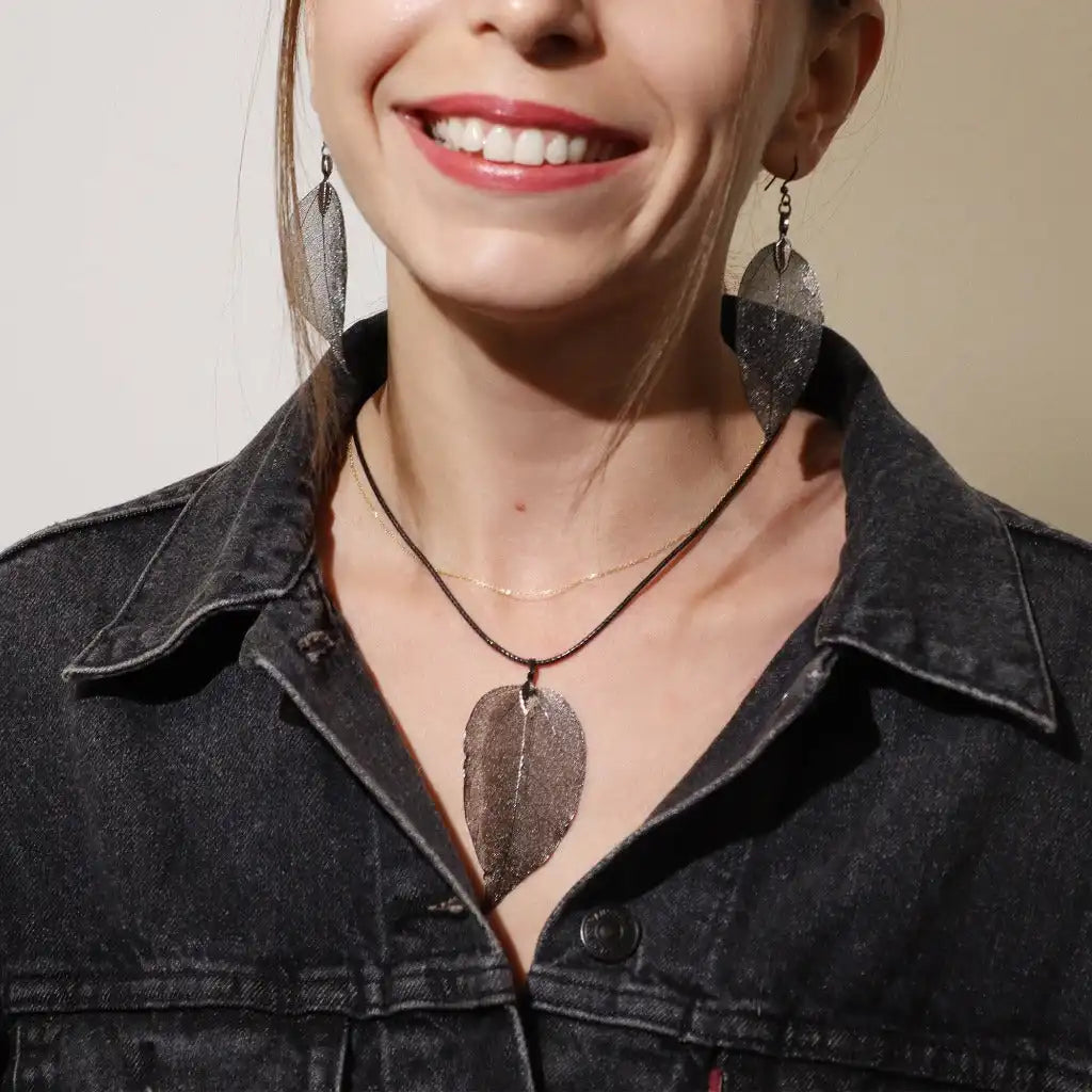 Ancient Wisdom Real Leaf Jewellery Set - Necklace & Earrings - Gold Clothing & Accessories > Jewellery & Watches > Jewellery Sets > Real Leaf Jewellery Sets emmy-jane-boutique.myshopify.com