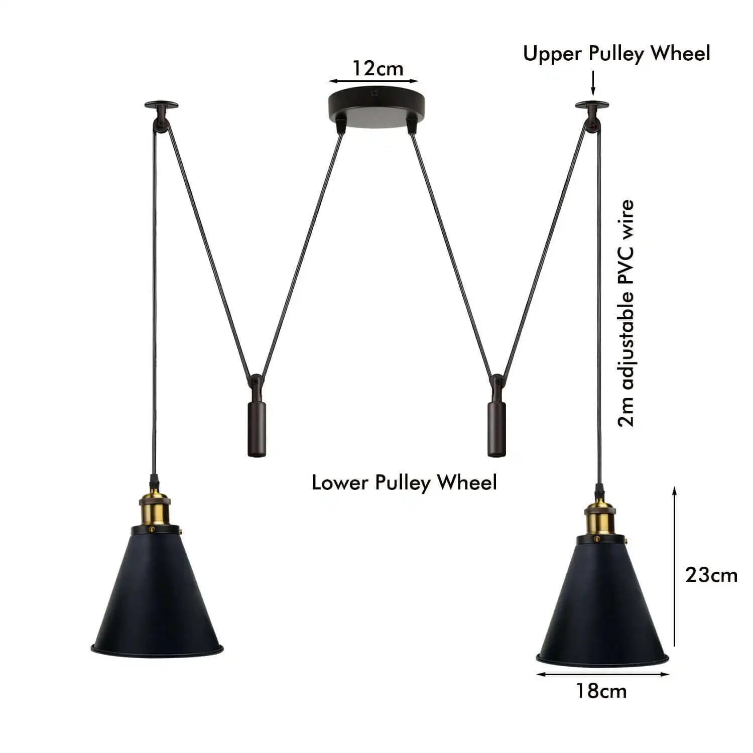 LEDSone Retro Industrial Metal Cone Shape Bar Shade Black Ceiling Pendant Light Home & Garden > Lighting > Lighting Fixtures > Ceiling Light Fixtures > Spider Lights > Ceiling Pendant Light > Multi Outlet 2 Way Ceiling Light emmy-jane-boutique.myshopify.com