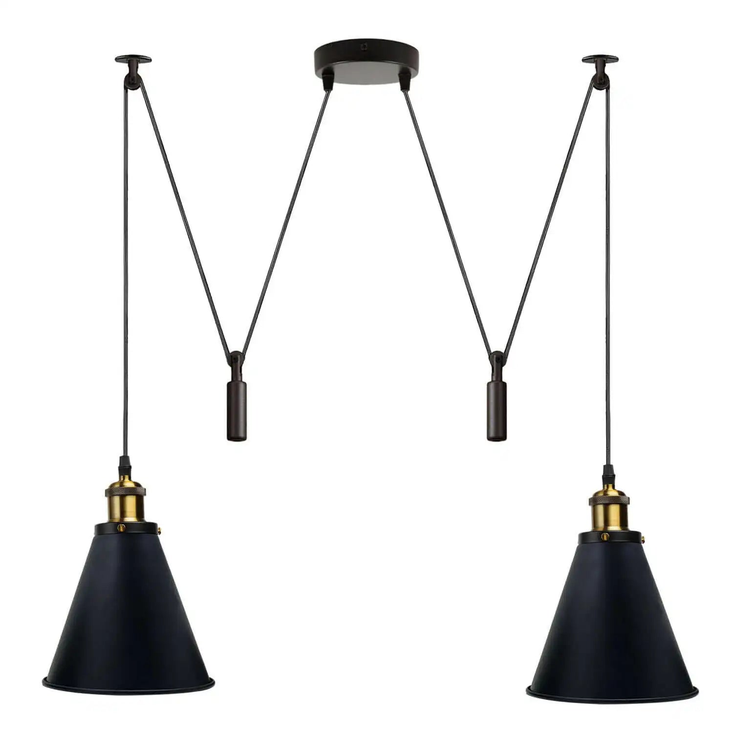 LEDSone Retro Industrial Metal Cone Shape Bar Shade Black Ceiling Pendant Light Home & Garden > Lighting > Lighting Fixtures > Ceiling Light Fixtures > Spider Lights > Ceiling Pendant Light > Multi Outlet 2 Way Ceiling Light emmy-jane-boutique.myshopify.com