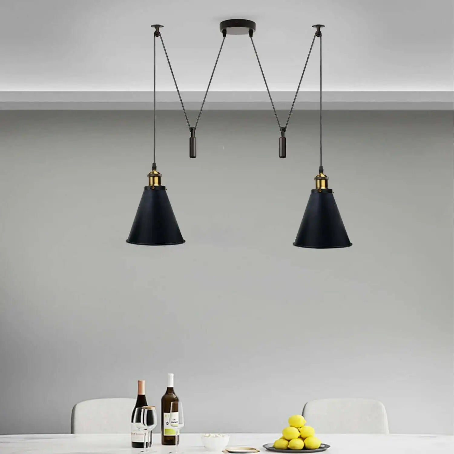 LEDSone Retro Industrial Metal Cone Shape Bar Shade Black Ceiling Pendant Light Home & Garden > Lighting > Lighting Fixtures > Ceiling Light Fixtures > Spider Lights > Ceiling Pendant Light > Multi Outlet 2 Way Ceiling Light emmy-jane-boutique.myshopify.com