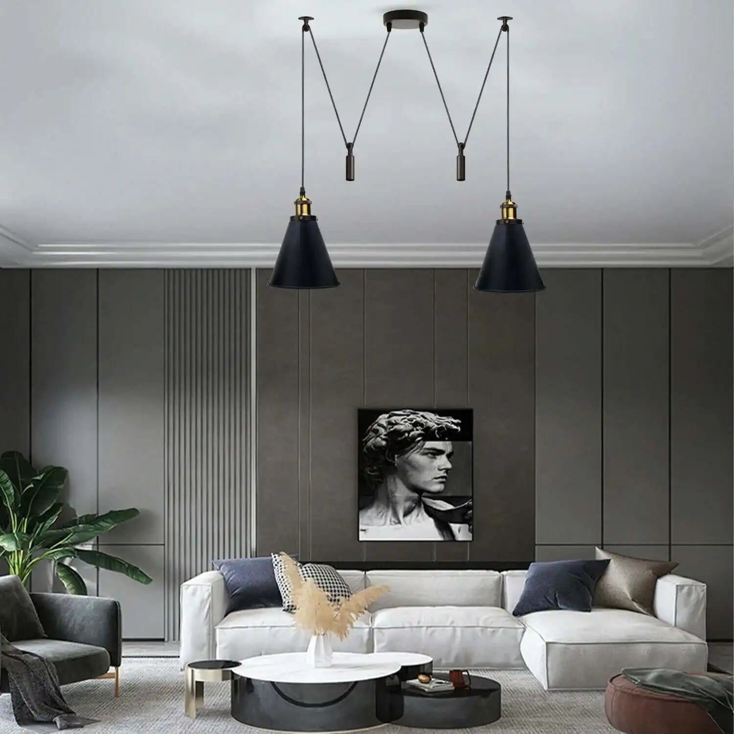 LEDSone Retro Industrial Metal Cone Shape Bar Shade Black Ceiling Pendant Light Home & Garden > Lighting > Lighting Fixtures > Ceiling Light Fixtures > Spider Lights > Ceiling Pendant Light > Multi Outlet 2 Way Ceiling Light emmy-jane-boutique.myshopify.com