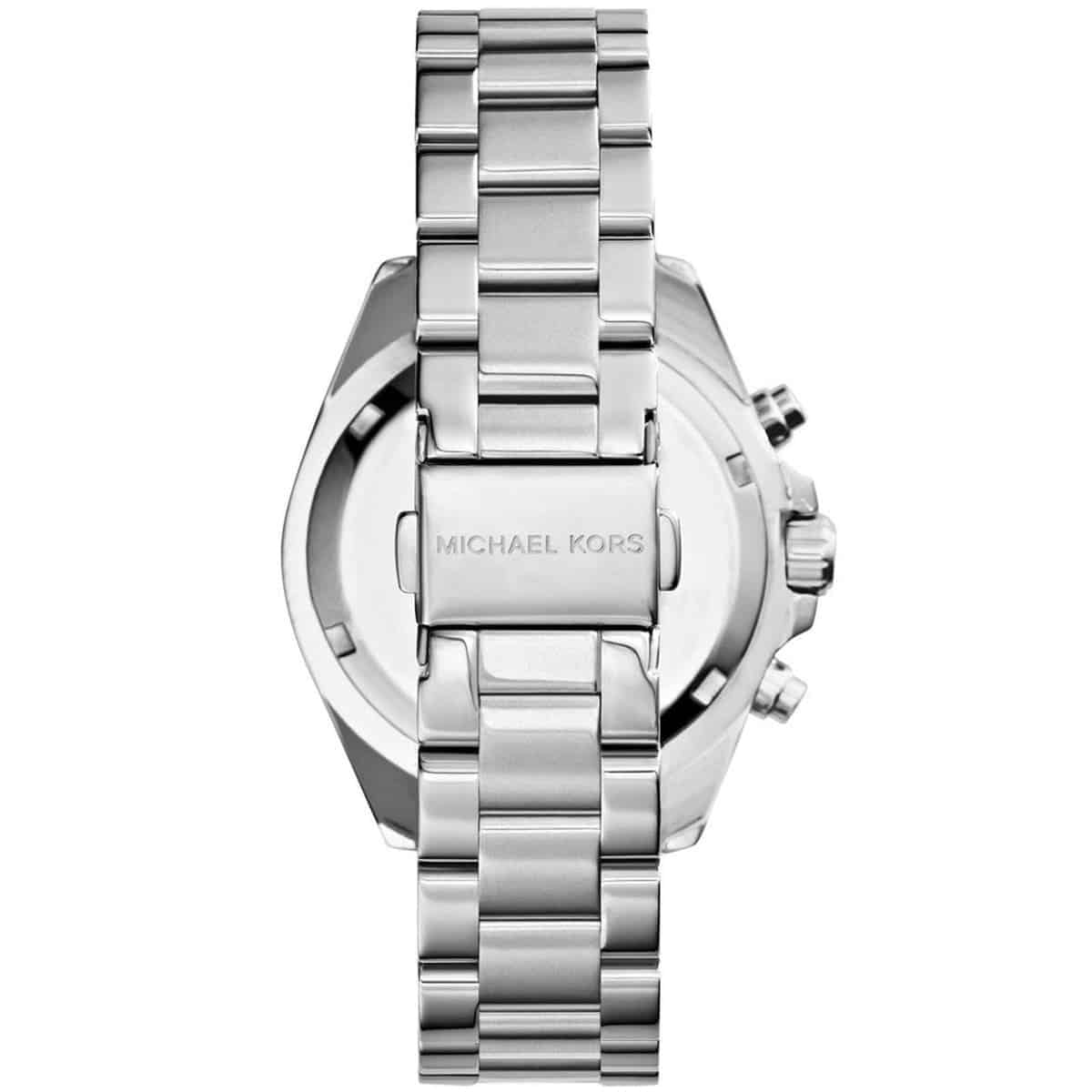 Silver Michael Kors watch on a white background