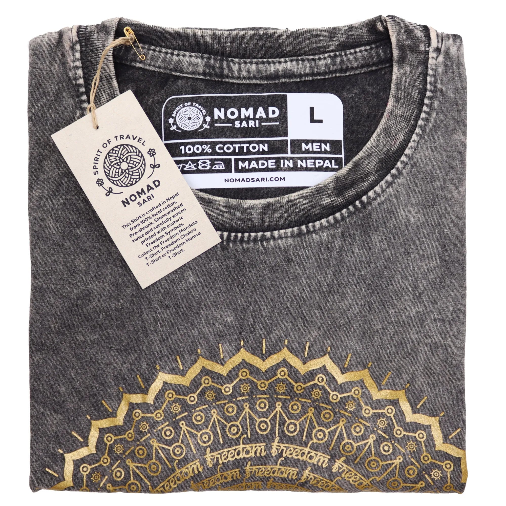 Nomad Sari Stonewashed Handmade Nomad Sari Tees Cotton T-Shirts Clothing & Accessories > Clothing > Shirts & Tops > Unisex Cotton T-Shirts > Stonewashed Cotton T-Shirts > Unisex T Shirts > Handmade T-Shirts > Nomad Sari Tees emmy-jane-boutique.myshopify.com