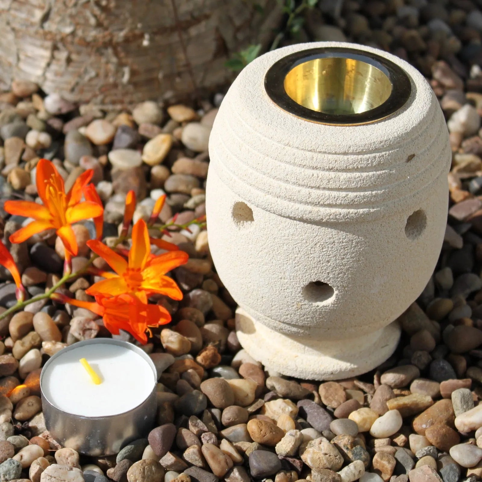 Ancient Wisdom Sandstone Wax Melt & Oil Burner - Hand Carved in Indonesia Home & Garden > Decor > Home Fragrance Accessories > Candle & Oil Warmers > Sandstone Wax Melt & Oil Burners > Hand Carved Oil Burners > indonesian oil burners emmy-jane-boutique.myshopify.com