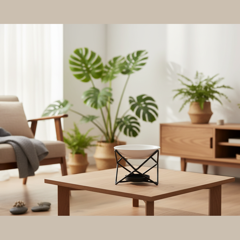 Wax Melt Burner - Ceramic & Metal Oil Burner - Black & White - 4 Designs