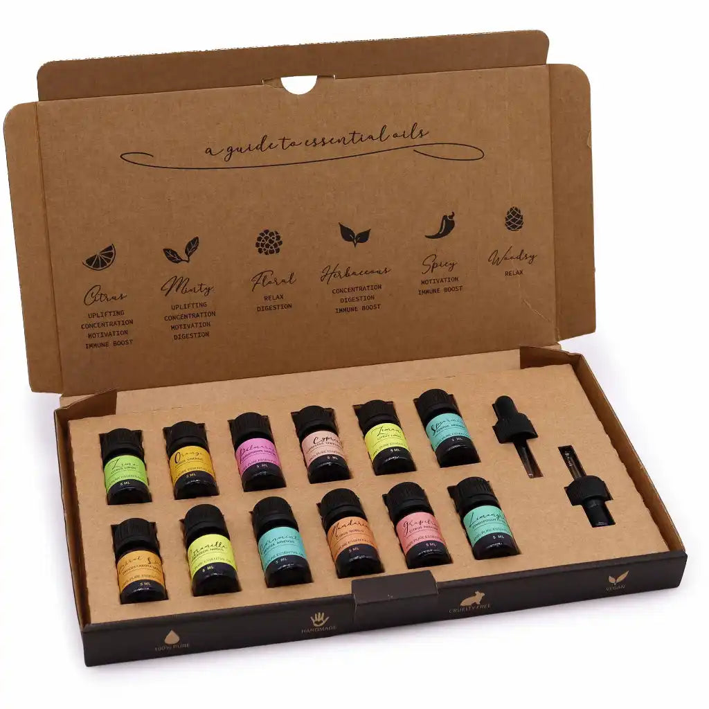 Ancient Wisdom Aromatherapy Essential Oil Starter Sets - Pure Handmade & Vegan Friendly Health & Beauty > Personal Care > Massage & Relaxation > Massage Oil > Essential Oils > Aromatherapy Essential Oil Starter Sets - Pure Handmade Essential Oil Sets > Vegan Essential Oils emmy-jane-boutique.myshopify.com