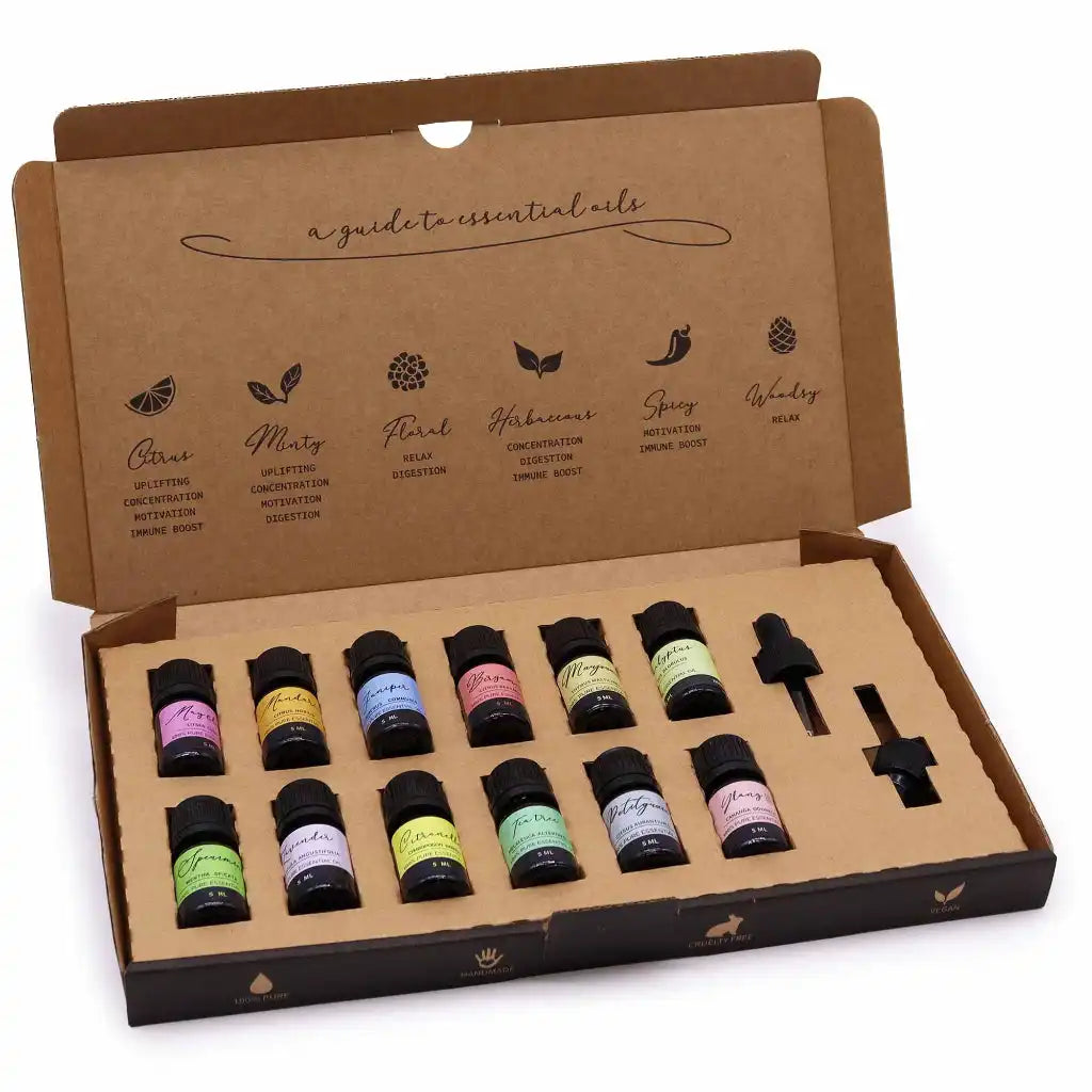Ancient Wisdom Aromatherapy Essential Oil Starter Sets - Pure Handmade & Vegan Friendly Health & Beauty > Personal Care > Massage & Relaxation > Massage Oil > Essential Oils > Aromatherapy Essential Oil Starter Sets - Pure Handmade Essential Oil Sets > Vegan Essential Oils emmy-jane-boutique.myshopify.com