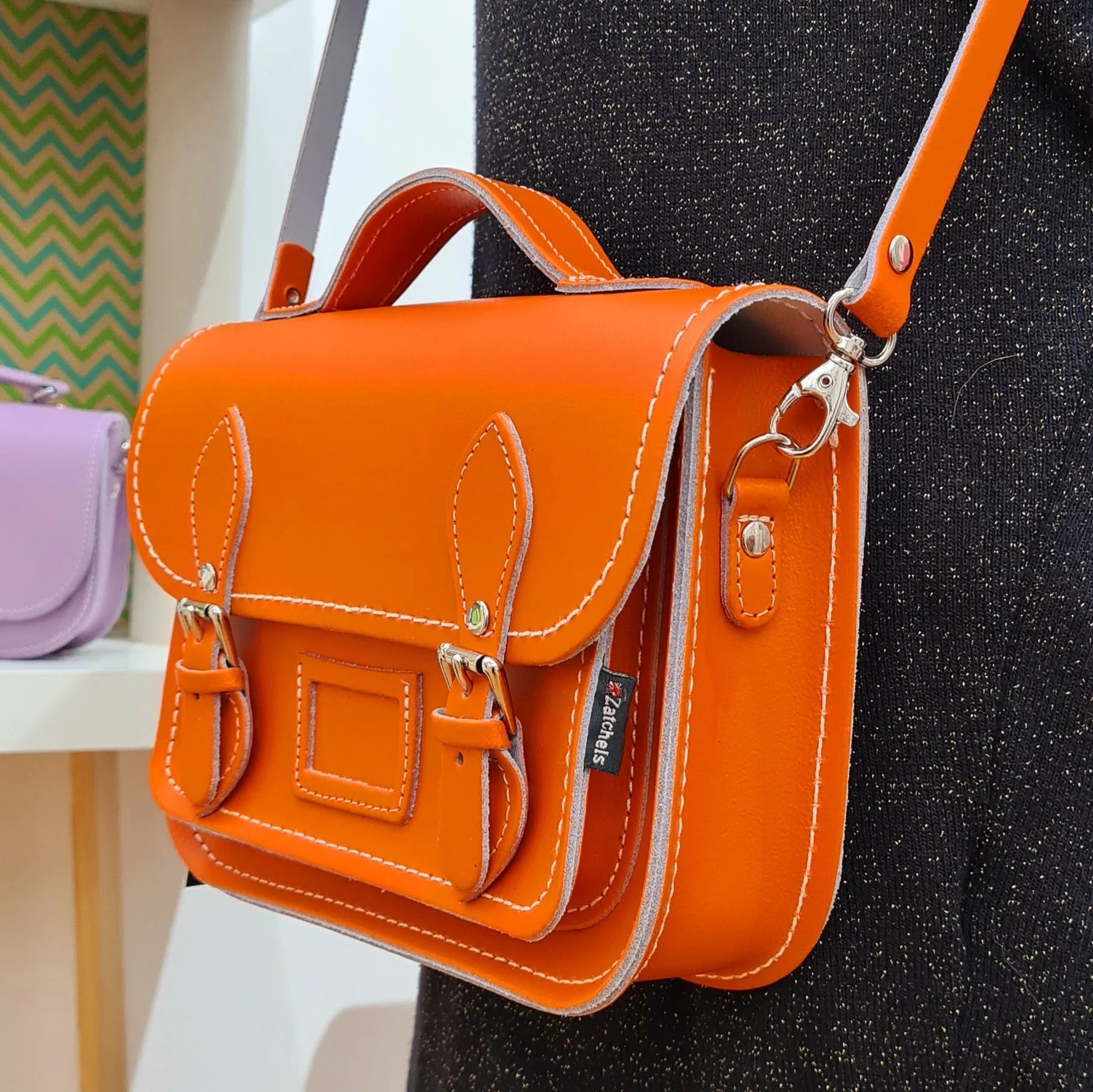 Zatchels Handmade Leather Midi Satchel - Orange 3 Way Handbag Clothing & Accessories > Handbags, Wallets & Cases > Handbags > Handmade Handbags > Leather Handbags > Orange Handbags > Orange Midi Satchel emmy-jane-boutique.myshopify.com