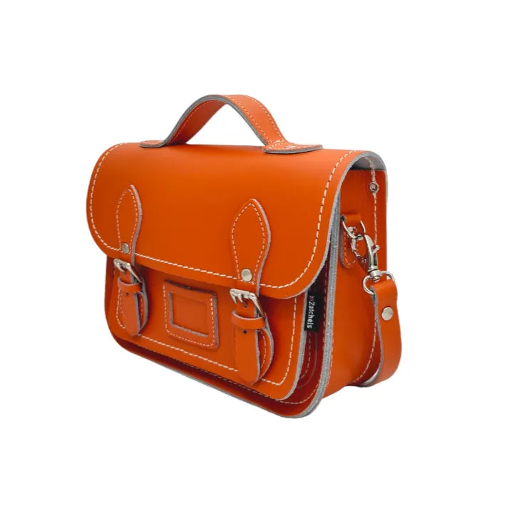 Zatchels Handmade Leather Midi Satchel - Orange 3 Way Handbag Clothing & Accessories > Handbags, Wallets & Cases > Handbags > Handmade Handbags > Leather Handbags > Orange Handbags > Orange Midi Satchel emmy-jane-boutique.myshopify.com