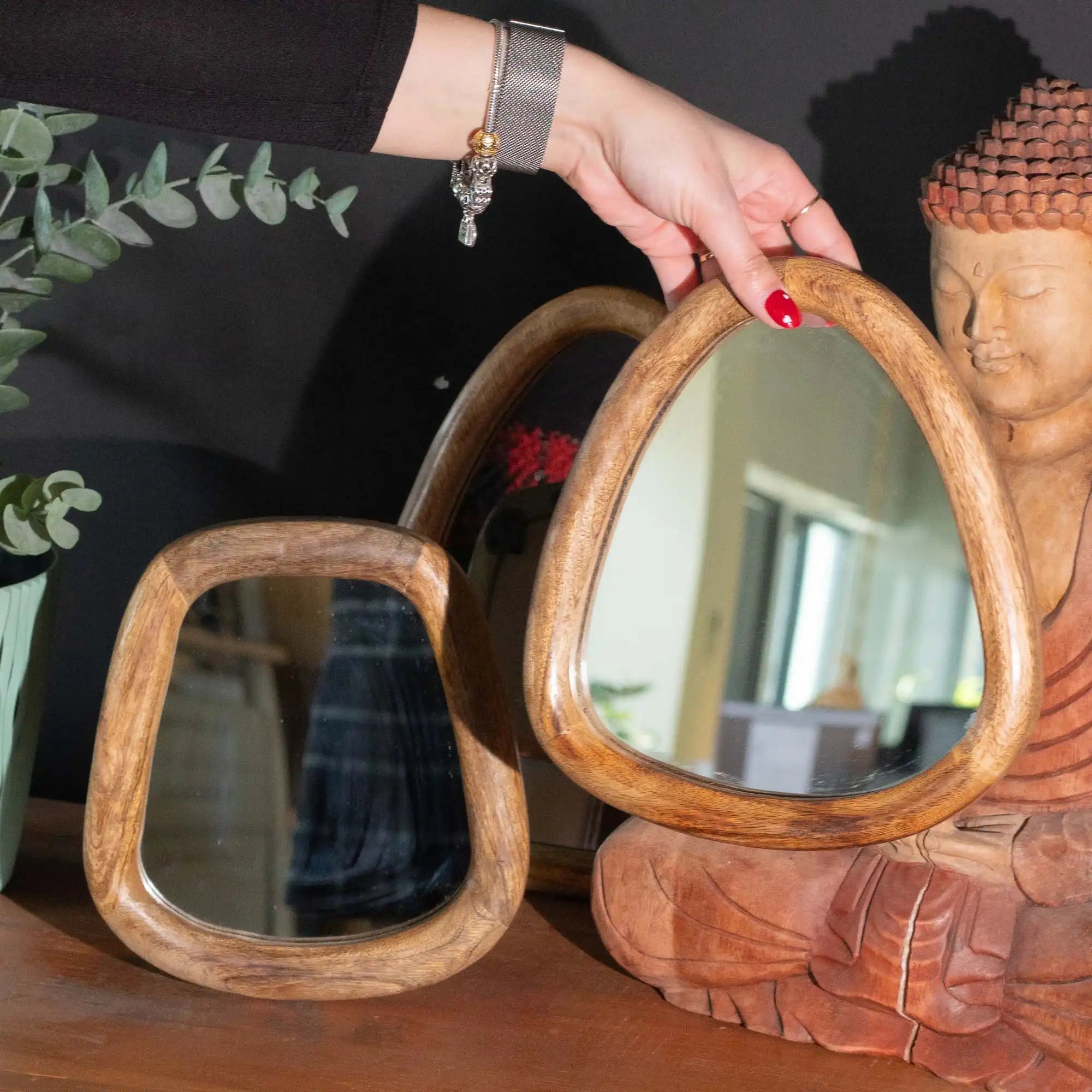 Ancient Wisdom Wooden Mirror Set of 3 - Natural Handmade Wood Mirror Home & Garden > Decor > Mirrors > Wooden Mirror Sets > Natural Mirrors > Handmade Mirrors > Wood Mirrors emmy-jane-boutique.myshopify.com