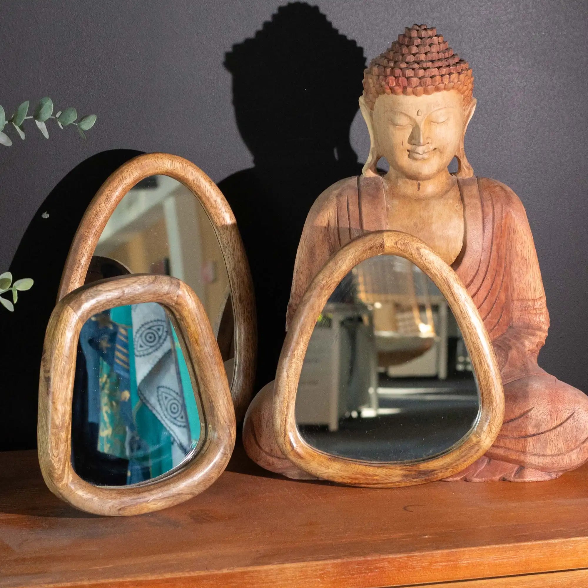 Ancient Wisdom Wooden Mirror Set of 3 - Natural Handmade Wood Mirror Home & Garden > Decor > Mirrors > Wooden Mirror Sets > Natural Mirrors > Handmade Mirrors > Wood Mirrors emmy-jane-boutique.myshopify.com