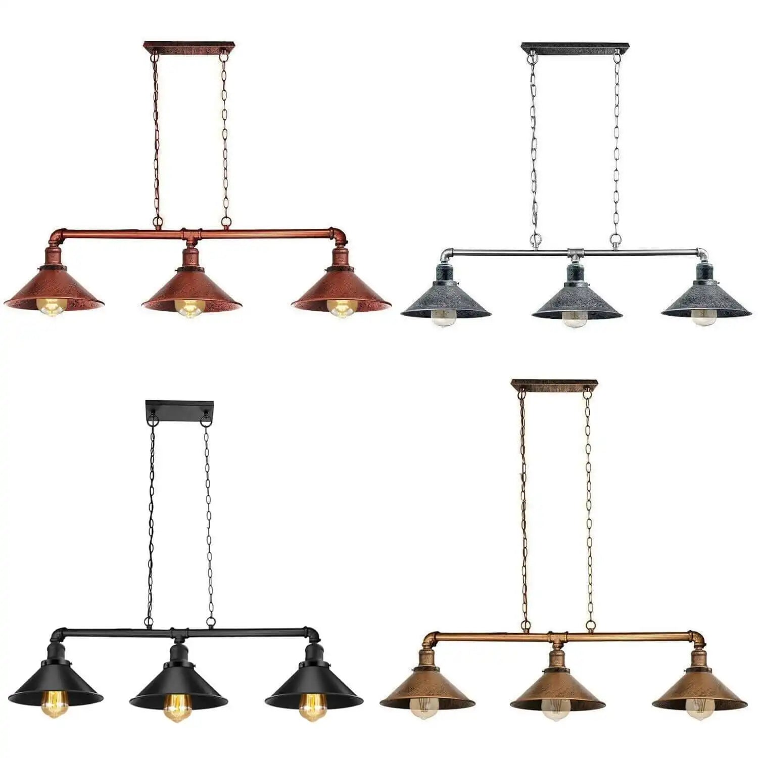 LEDSone Pipe Ceiling Lighting Steampunk Lamp Shades 3 Way Vintage Lighting Fixture Home & Garden > Lighting > Lighting Fixtures > Ceiling Light Fixtures > Ceiling Lights > Metal Ceiling Lights > Pendant Lights emmy-jane-boutique.myshopify.com