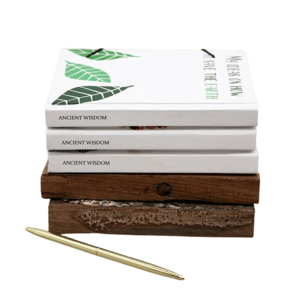 Ancient Wisdom Handmade Antique Recycled Plain Paper Notebook with Strap & Coconut Button Office Supplies > General Office Supplies > Paper Products > Notebooks & Notepads > Handmade Notebooks > Antique Recycled Plain Paper Notebook emmy-jane-boutique.myshopify.com