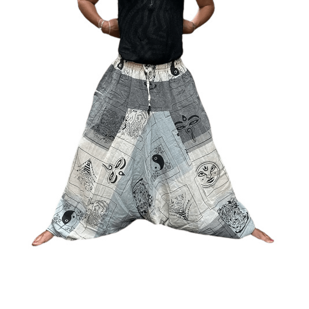 Ancient Wisdom Cotton Yoga Trousers Comfy Festival Pants