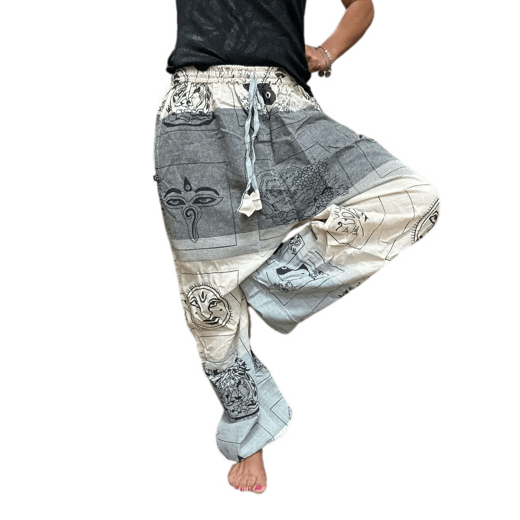 Ancient Wisdom Cotton Yoga Trousers Comfy Festival Pants