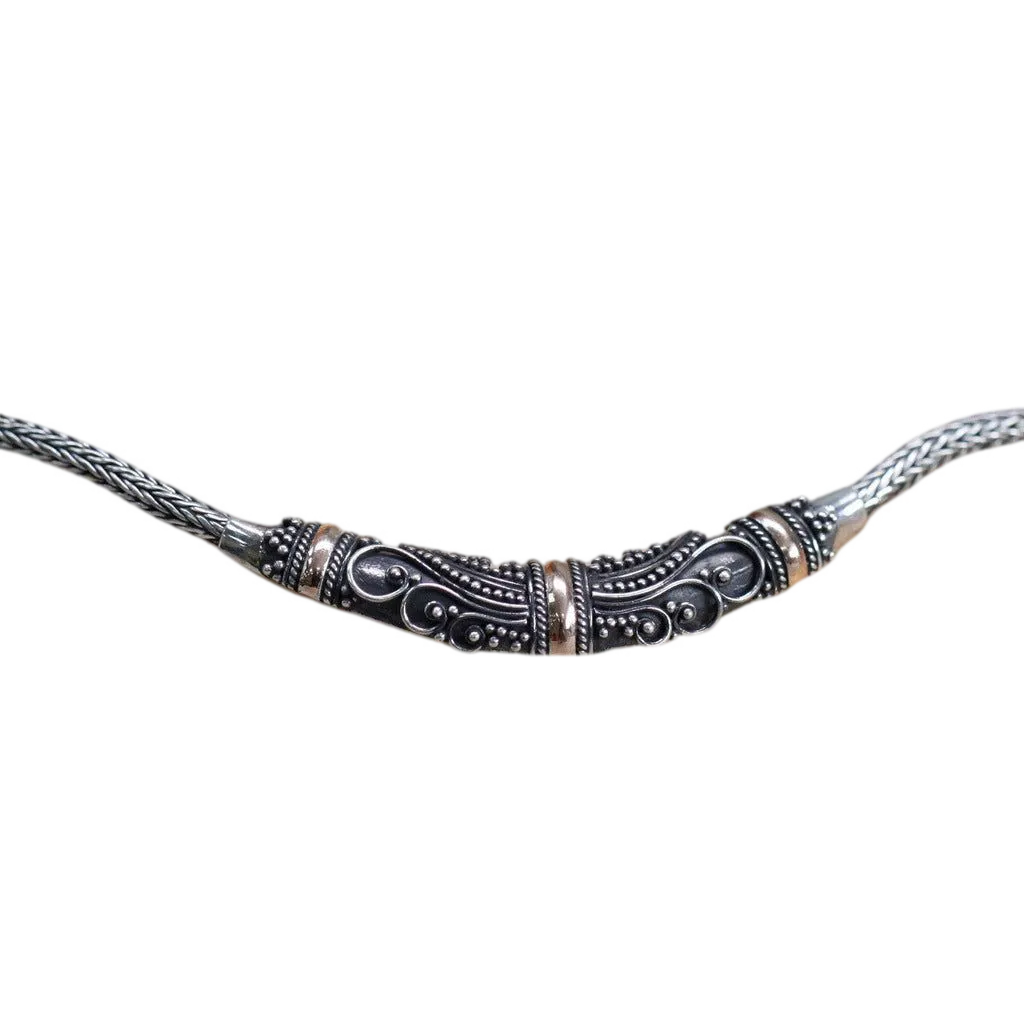 Emmy Jane Silver & Gold Necklace - Tribal Design - Gift Boxed - Ethically Sourced from Indonesia Apparel & Accessories > Jewelry > Necklaces & Pendants > Silver & Gold Jewellery > Tribal Jewelery emmy-jane-boutique.myshopify.com