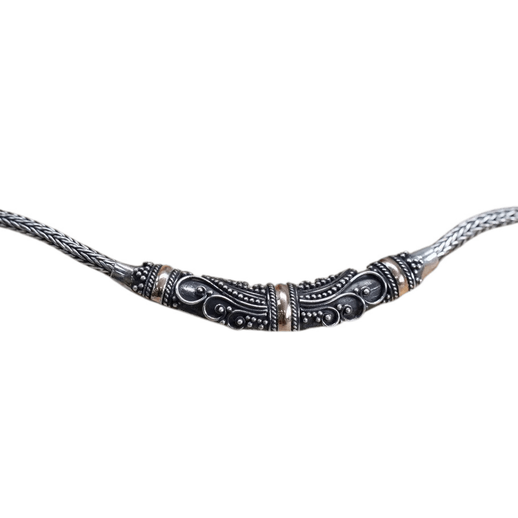 Emmy Jane Silver & Gold Necklace - Tribal Design - Gift Boxed - Ethically Sourced from Indonesia Apparel & Accessories > Jewelry > Necklaces & Pendants > Silver & Gold Jewellery > Tribal Jewelery emmy-jane-boutique.myshopify.com