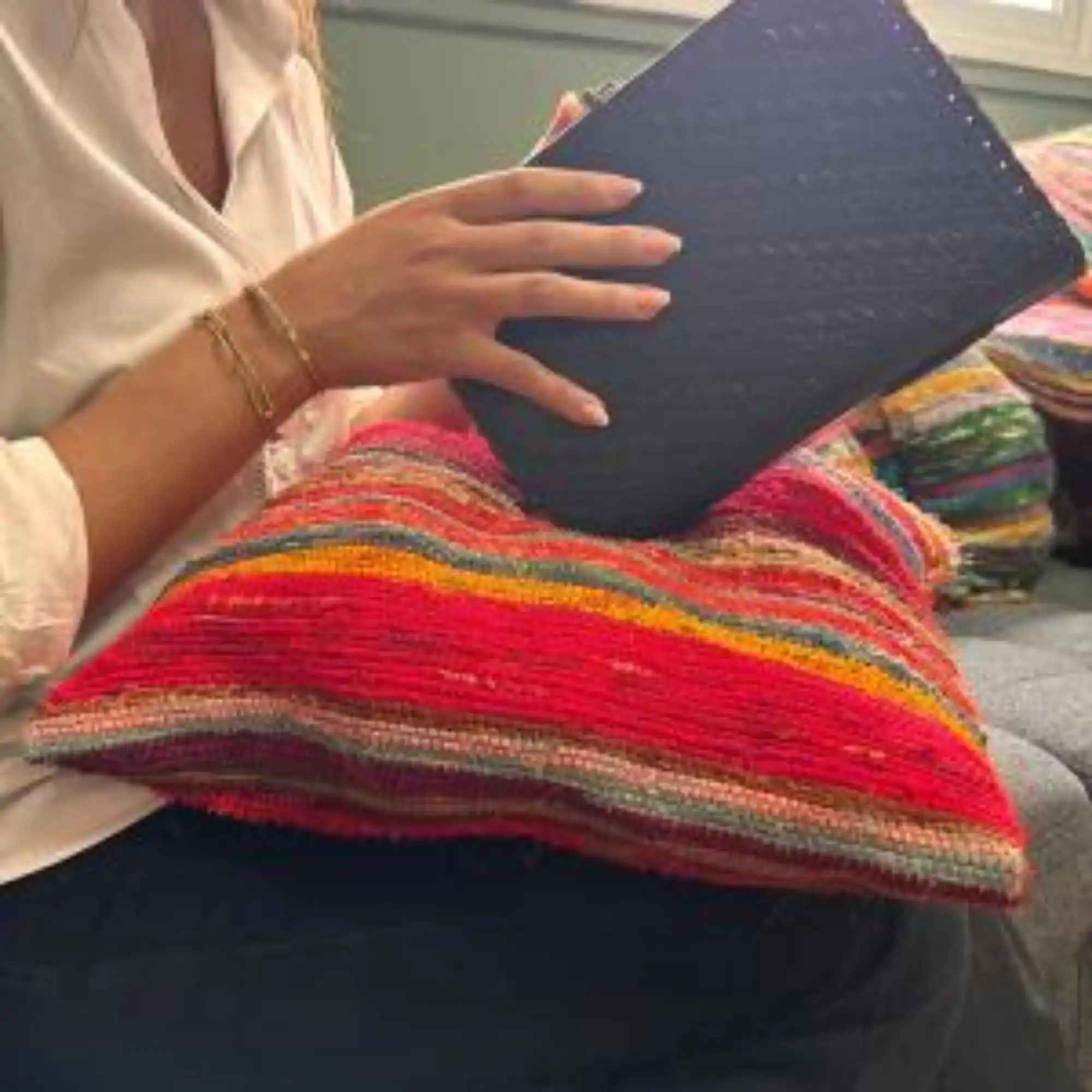 Ancient Wisdom Colourful Rag Rug Cushion Covers - Sustainable Recycled Fabric Home & Garden > Decor > Chair & Sofa Cushions > Colourful Cushion Covers > Rag Rug Cushion Covers > Sustainable Cushion Covers > Recycled Fabric Cushion Covers emmy-jane-boutique.myshopify.com